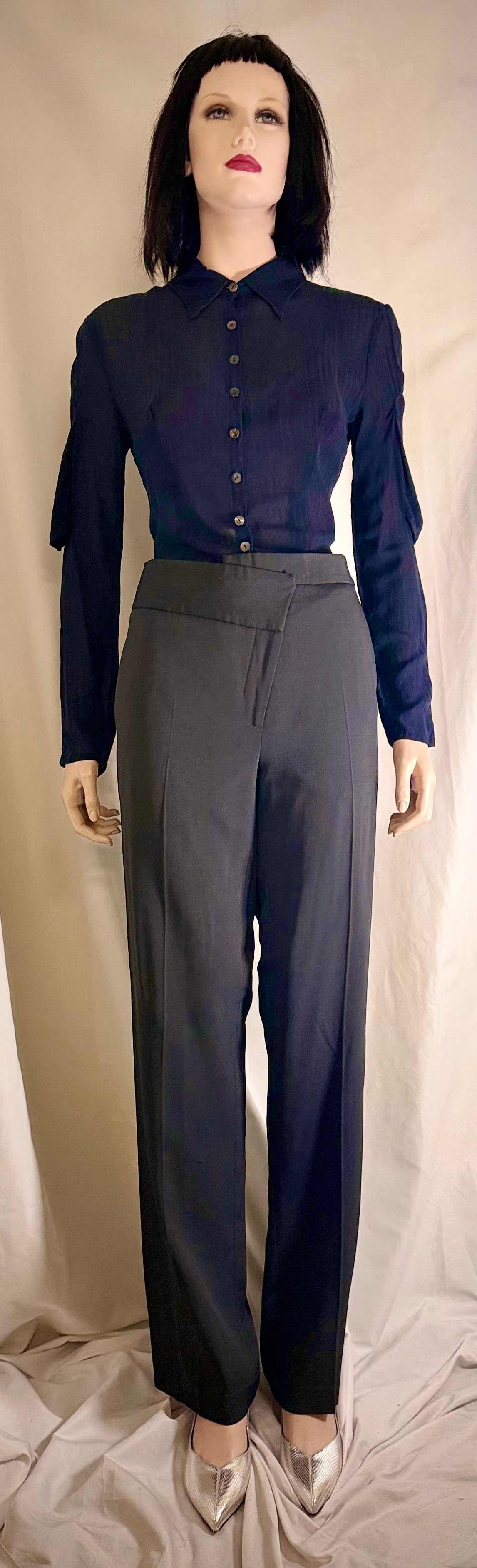 Maison Martin Margiela Asymmetrical Wool-Viscose Trousers