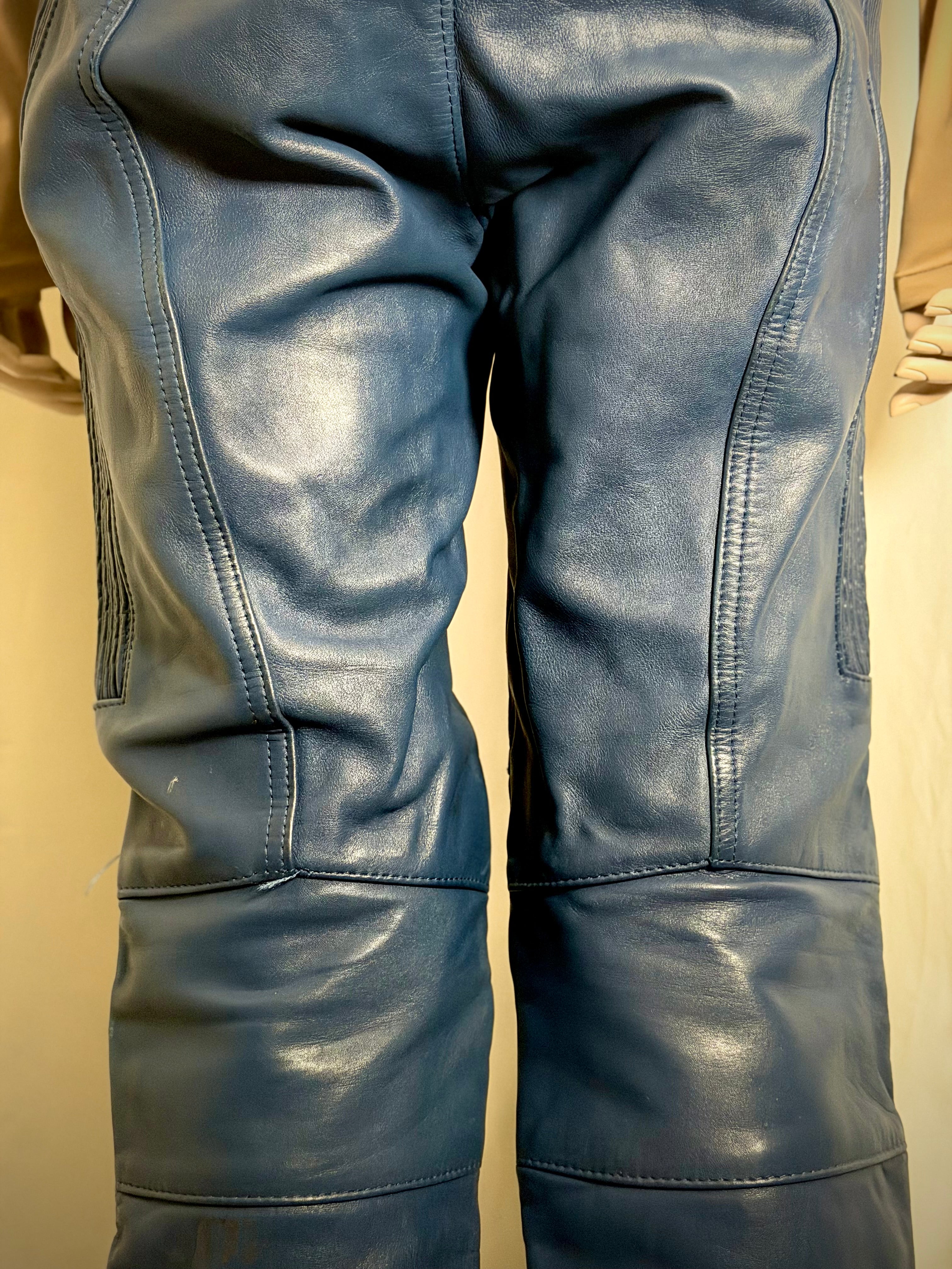 Vintage IXS Blue Leather Motorcycle Overalls -Rare