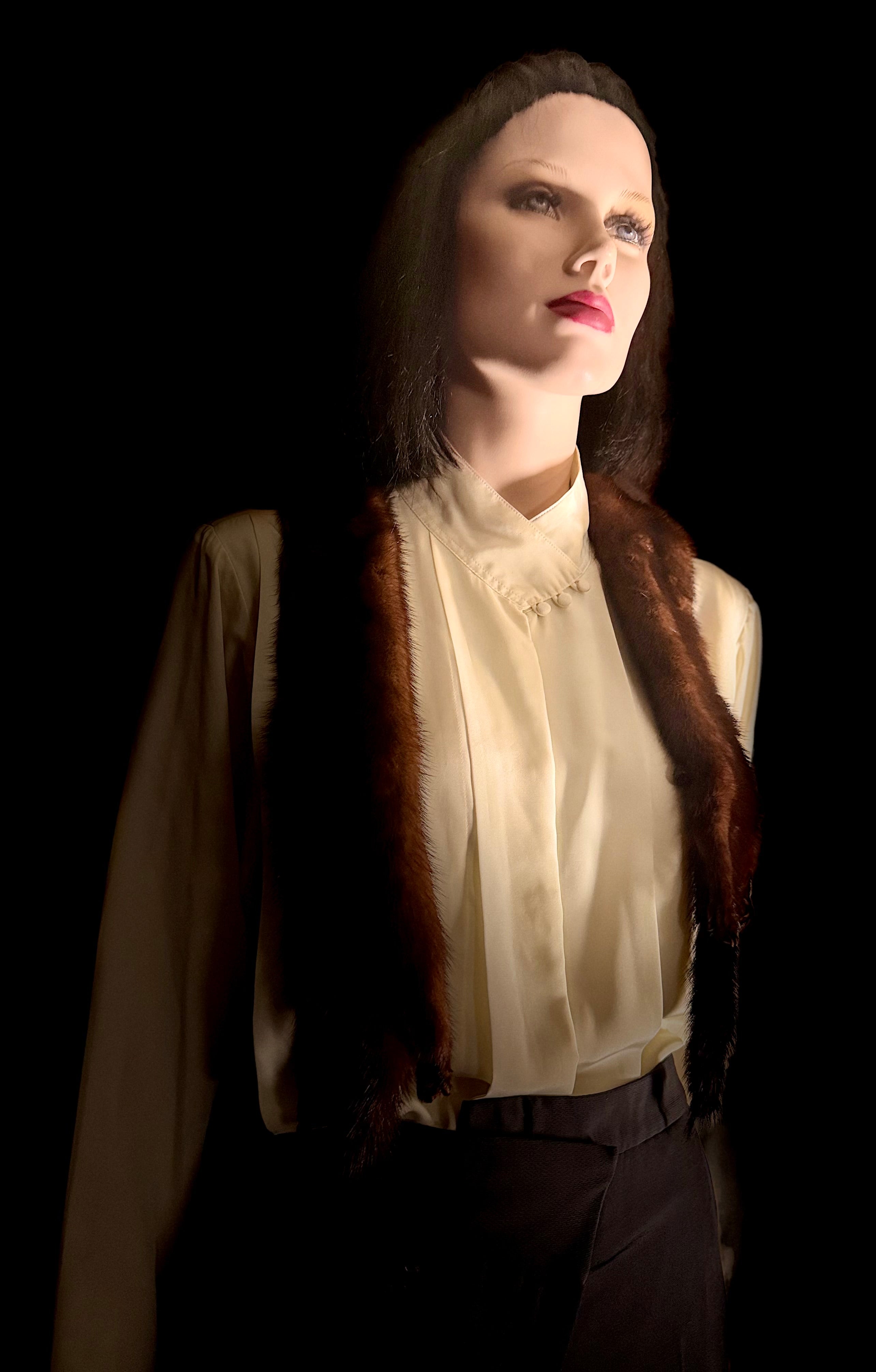 1940s Mink Fur Stole - Chocolate Brown | Old Hollywood Elegance