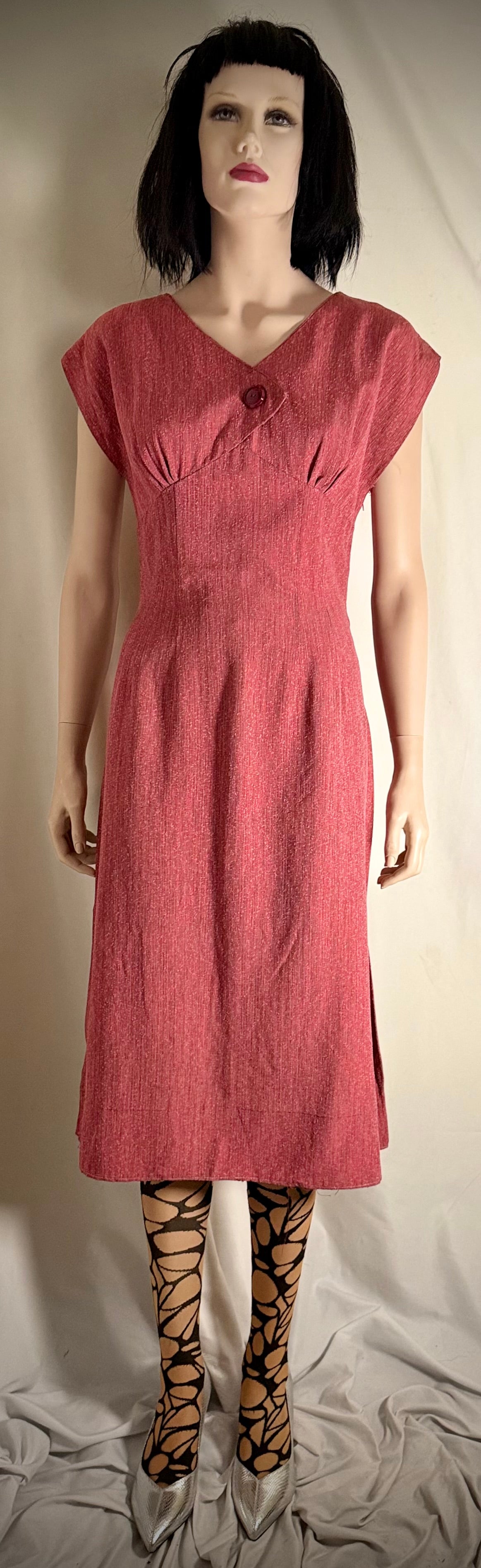 1960s Textured Slub Weave Dress