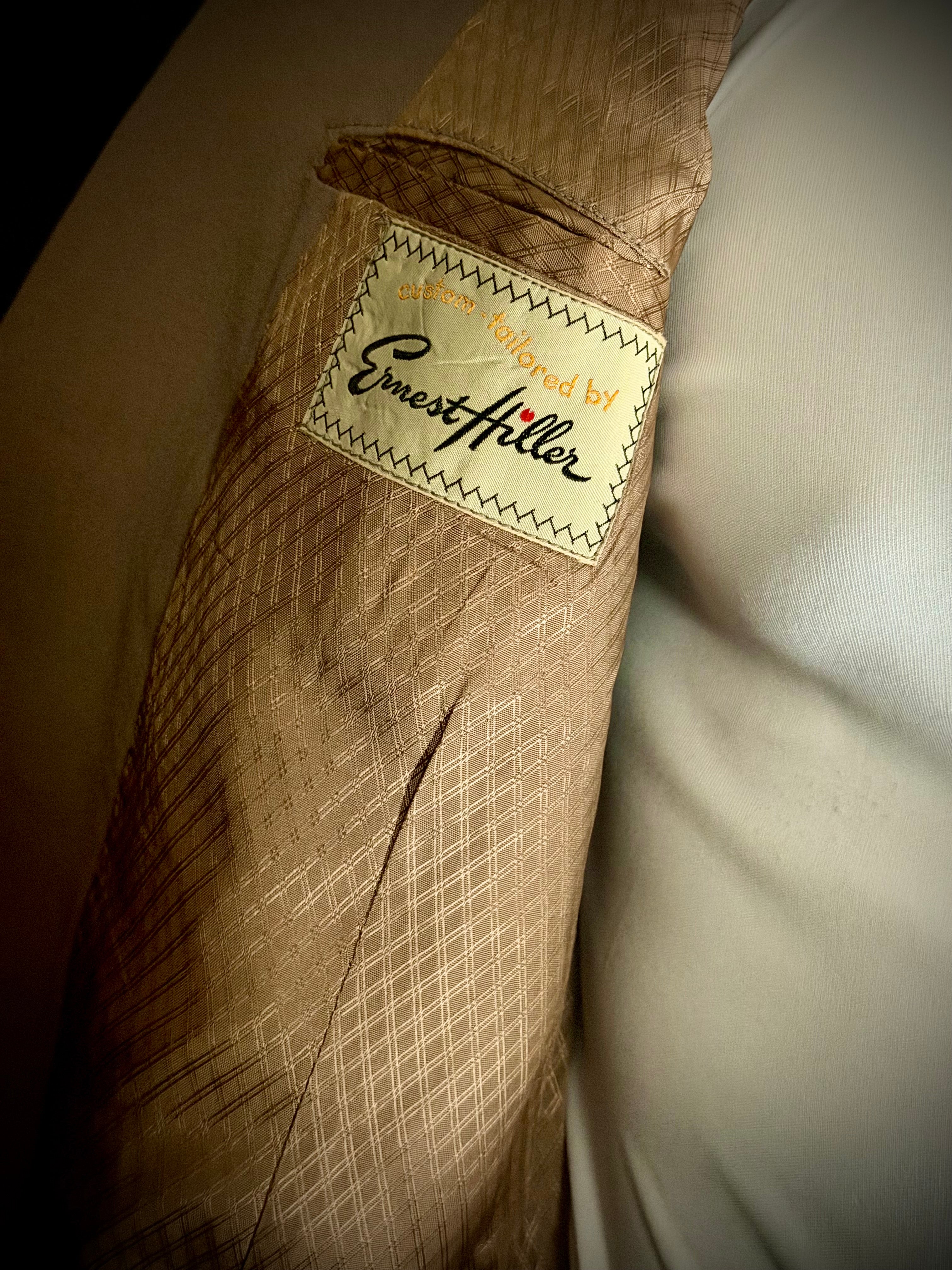 Late 1950s / Early 1960s Custom Tailored Mushroom Suit
Ernest Miller | Immaculate Mid-Century Two-Piece | Rare Larger Size