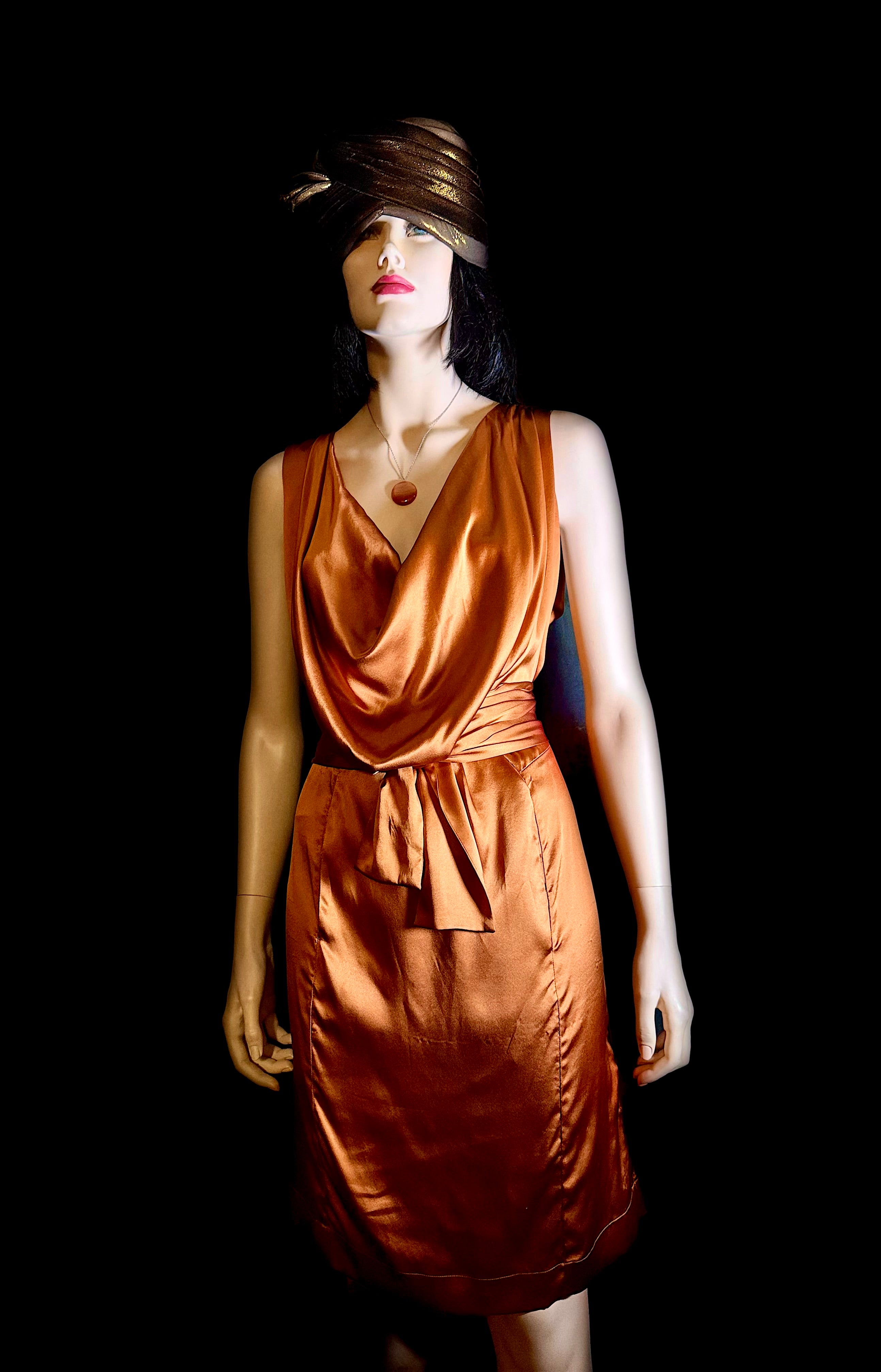 Vivienne Westwood Pure Silk Draped Dress - Copper