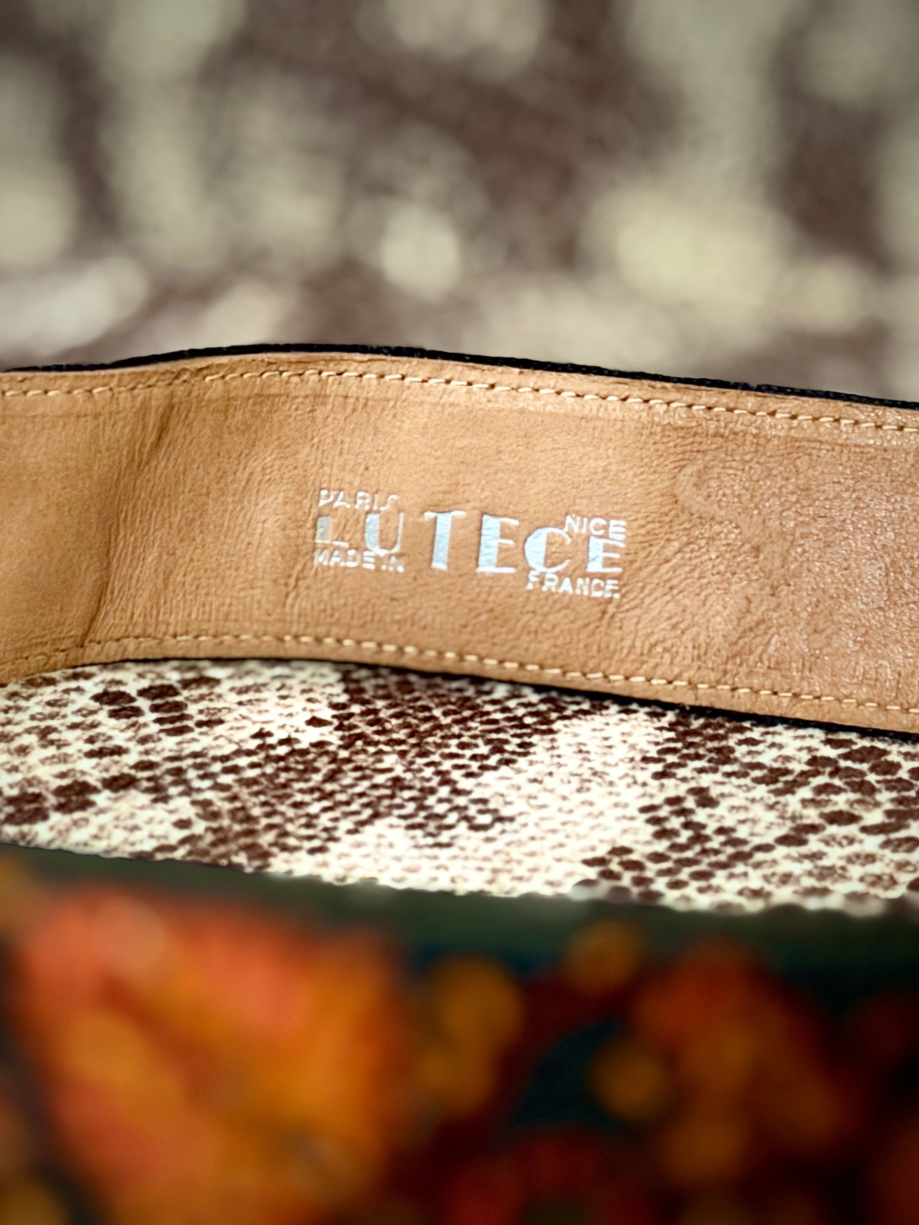 1970s Lutèce Paris Embroidered Leather Belt-Floral Tapestry (Made in France)
