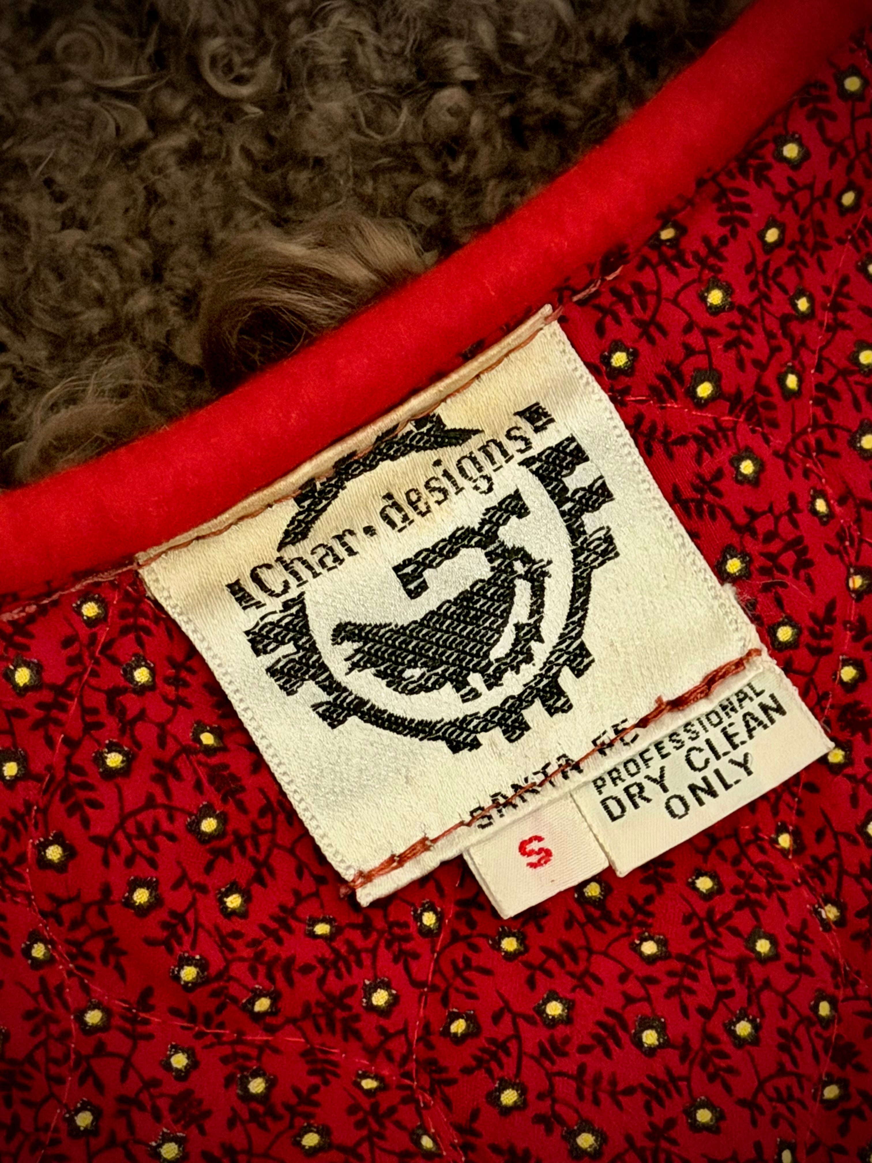 Rare 1970s Handmade Char Designs Leather and Mongolian Lamb Fur Vest
