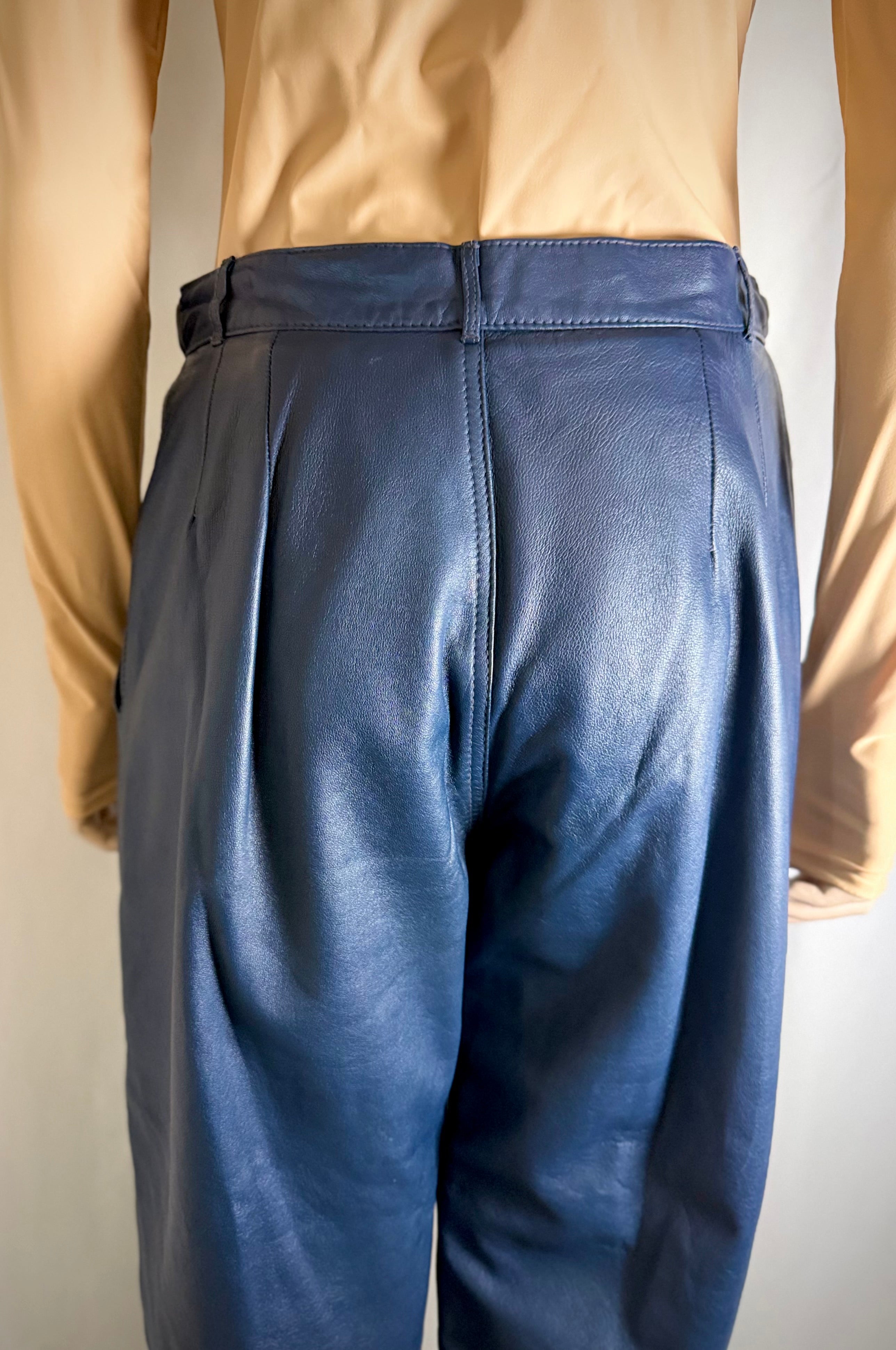 Vintage Butter-Soft Navy Leather Pants