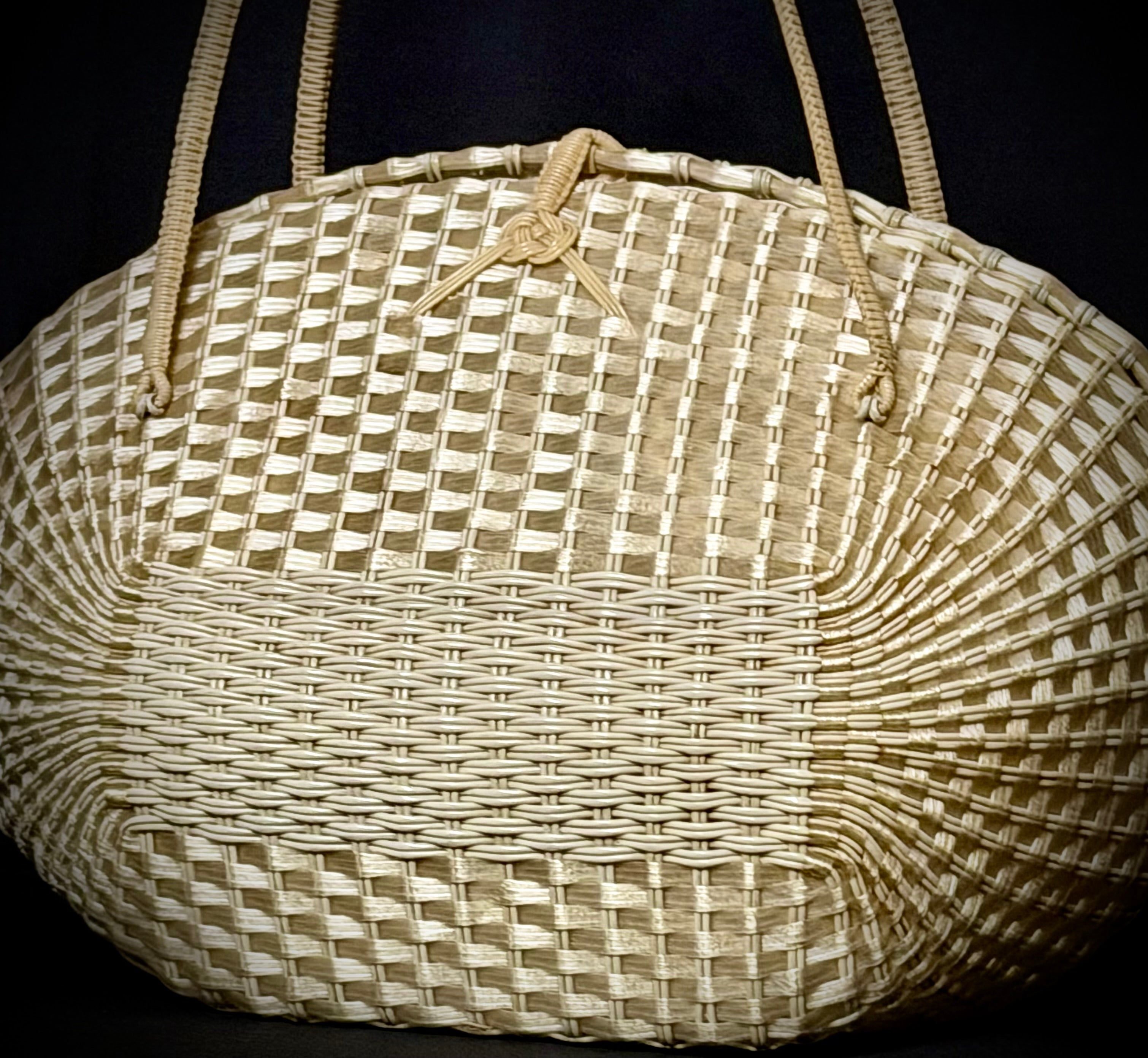 Woven Carryall - 1950s Sculpted Basket Handbag