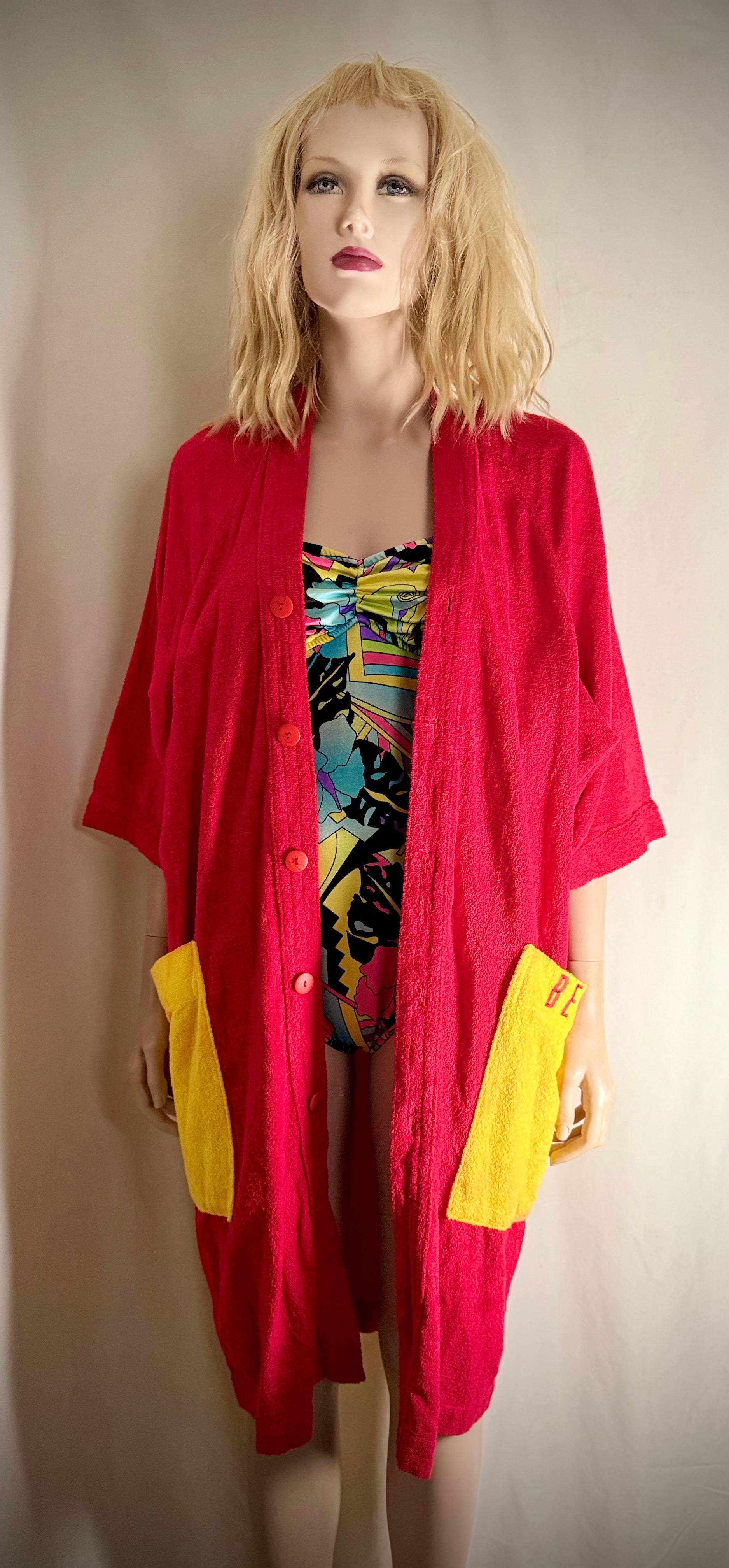 Deadstock 90s United Colors of Benetton Terry Robe - Red and Yellow (Styled in Italy)