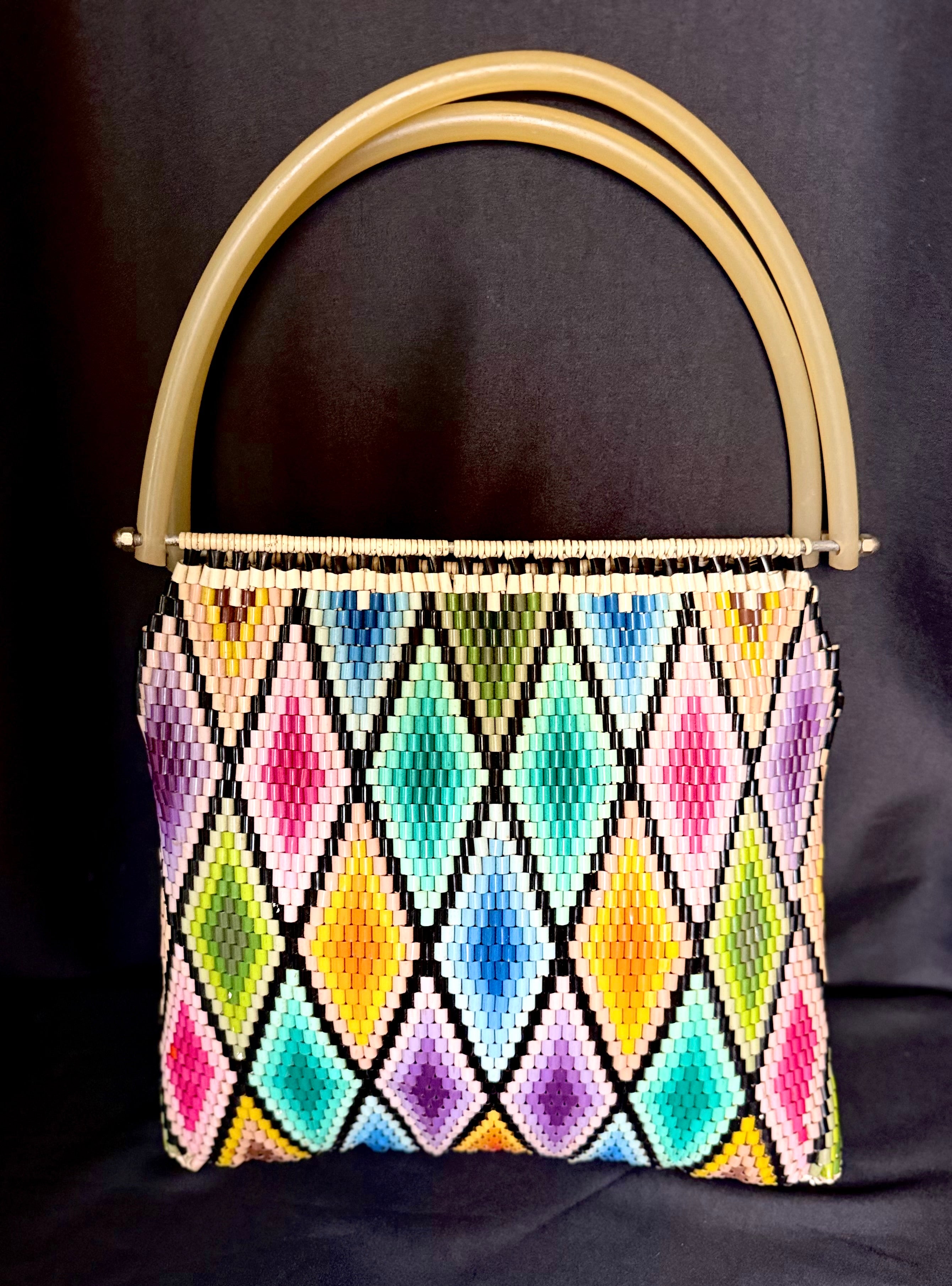 Mosaic Tote - 1960s Hand-Beaded Bag