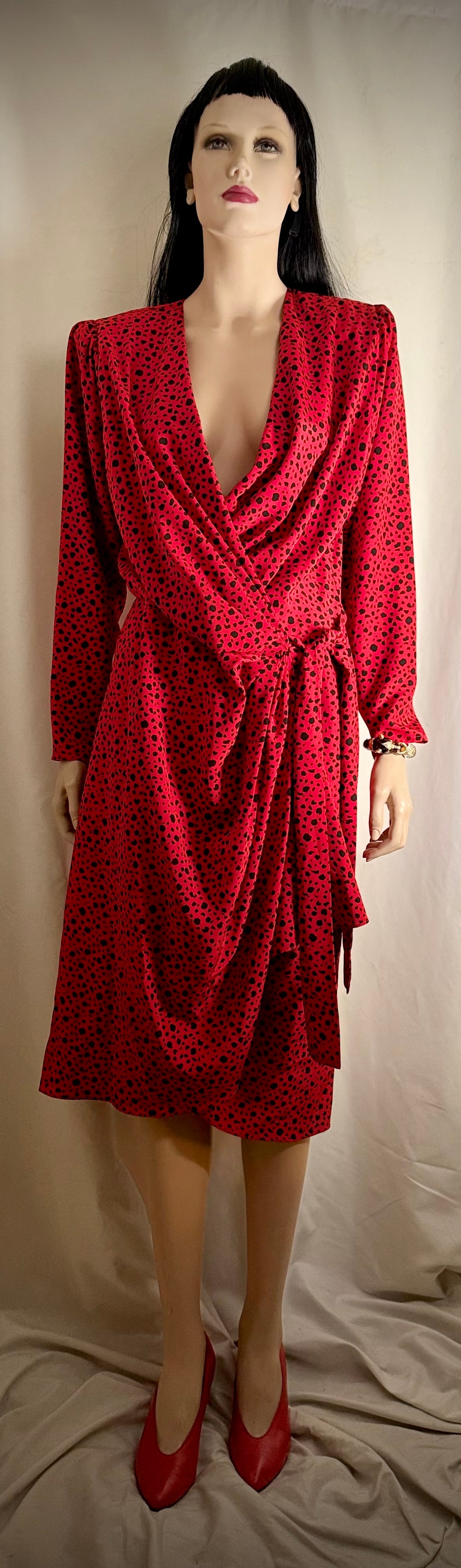 1980s New York Leopard Spot Wrap Dress