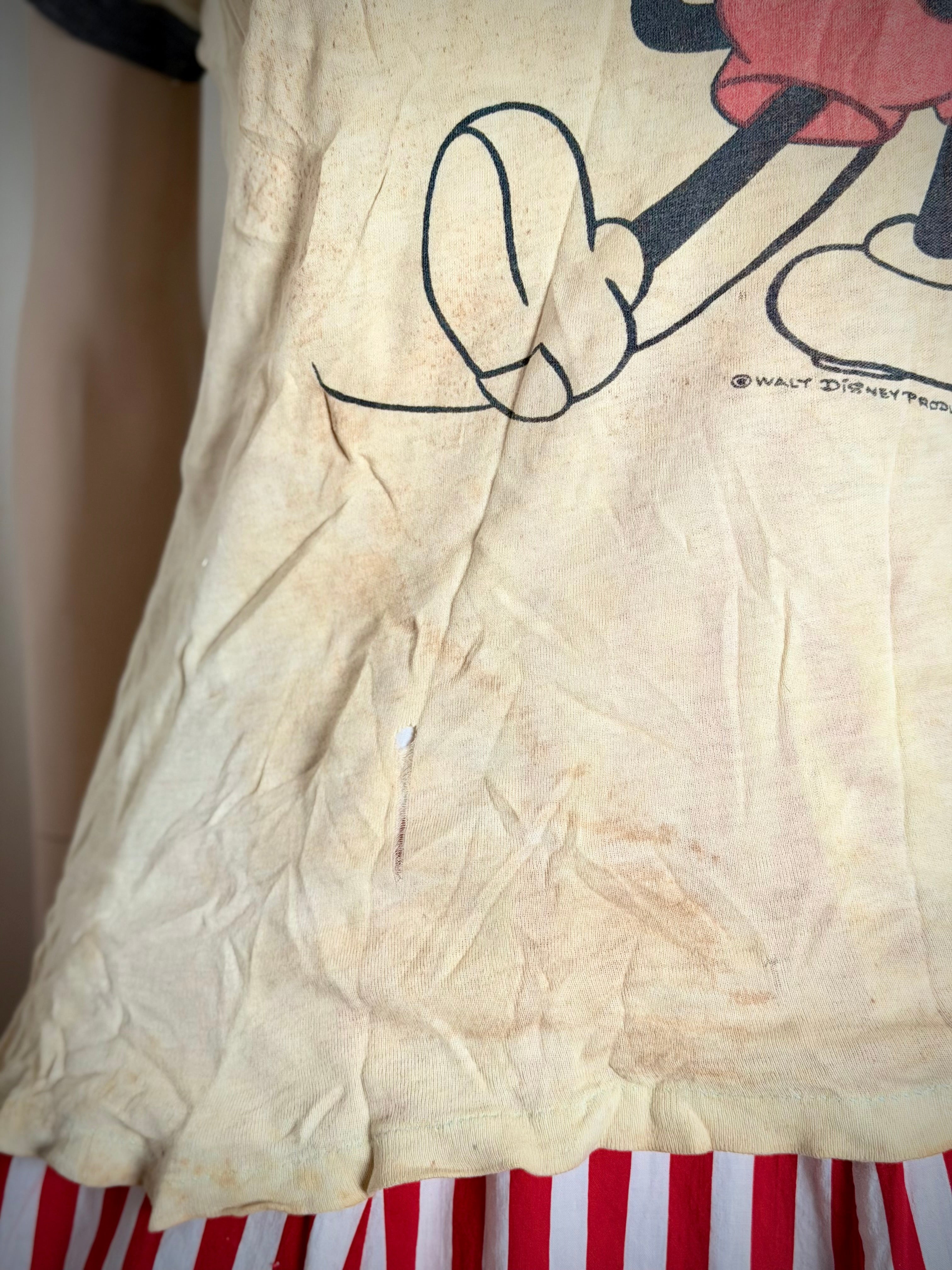 Rare Early Walt Disney Productions Mickey Mouse Ringer T-shirt Dating Most Likely to the Early 1960s.