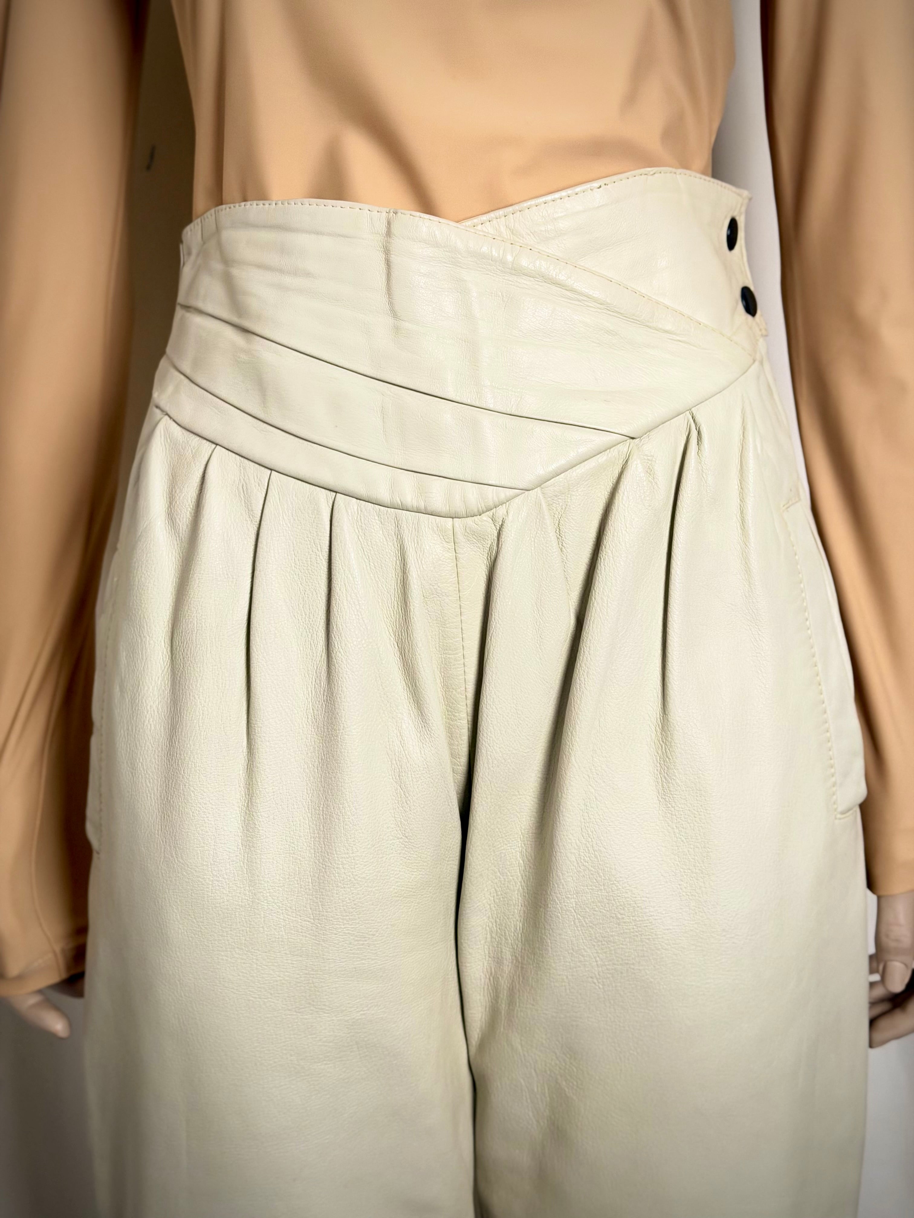 Butter-Soft Ivory Leather Pants