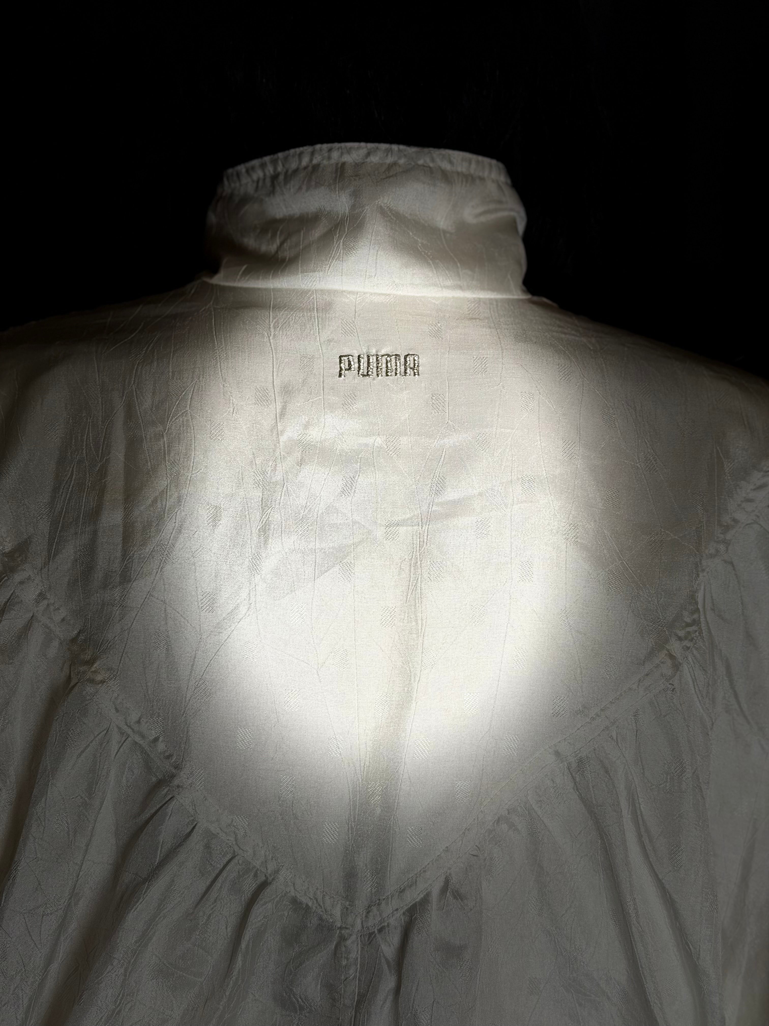 1980s Puma Ivory Track Jacket with Power Shoulders - Rare Sport-Luxe Vintage