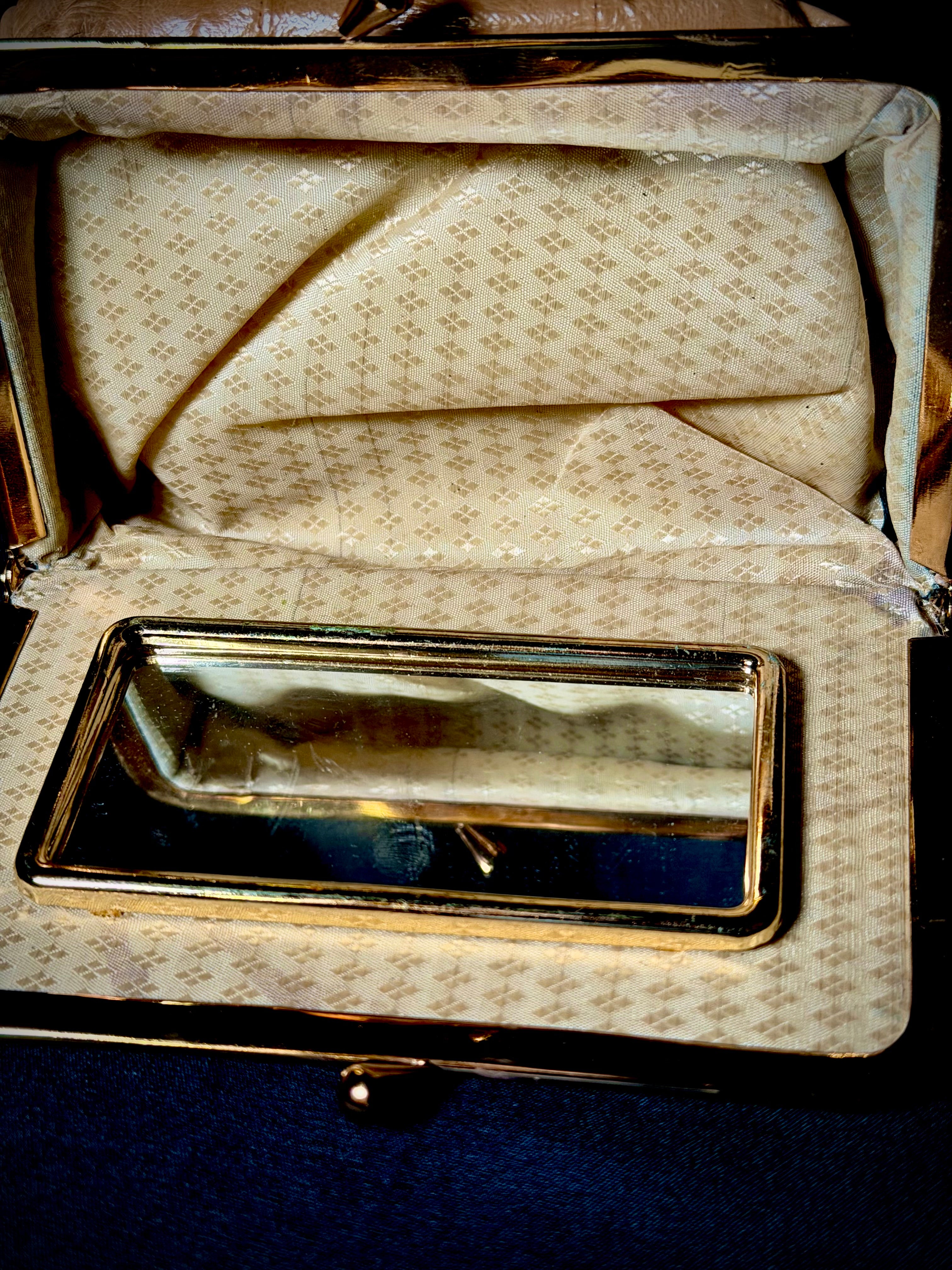 Vintage Eel Skin Clutch with Original Mirror - Immaculate Condition