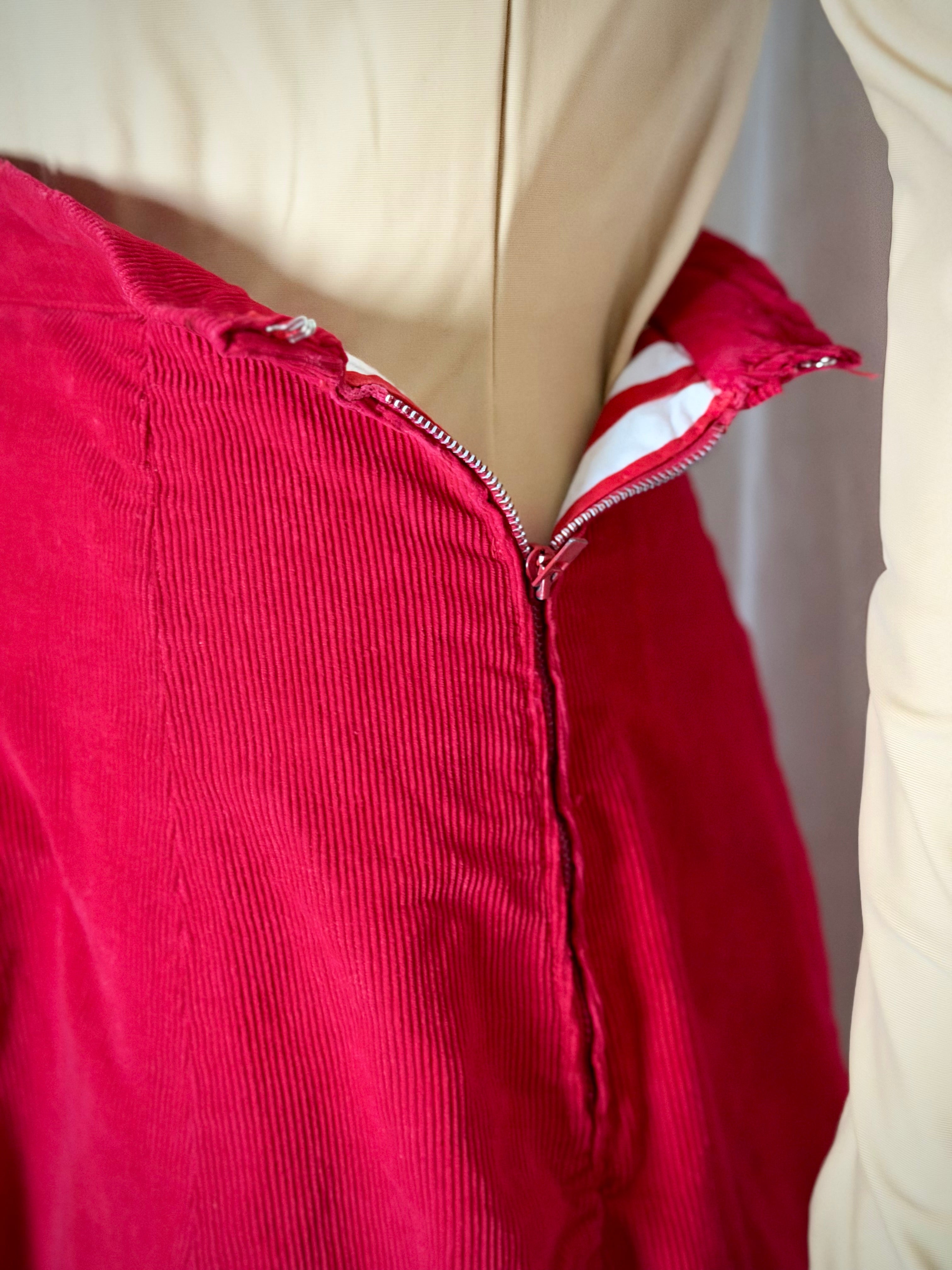 Reversible Red Corduroy Circle Skirt