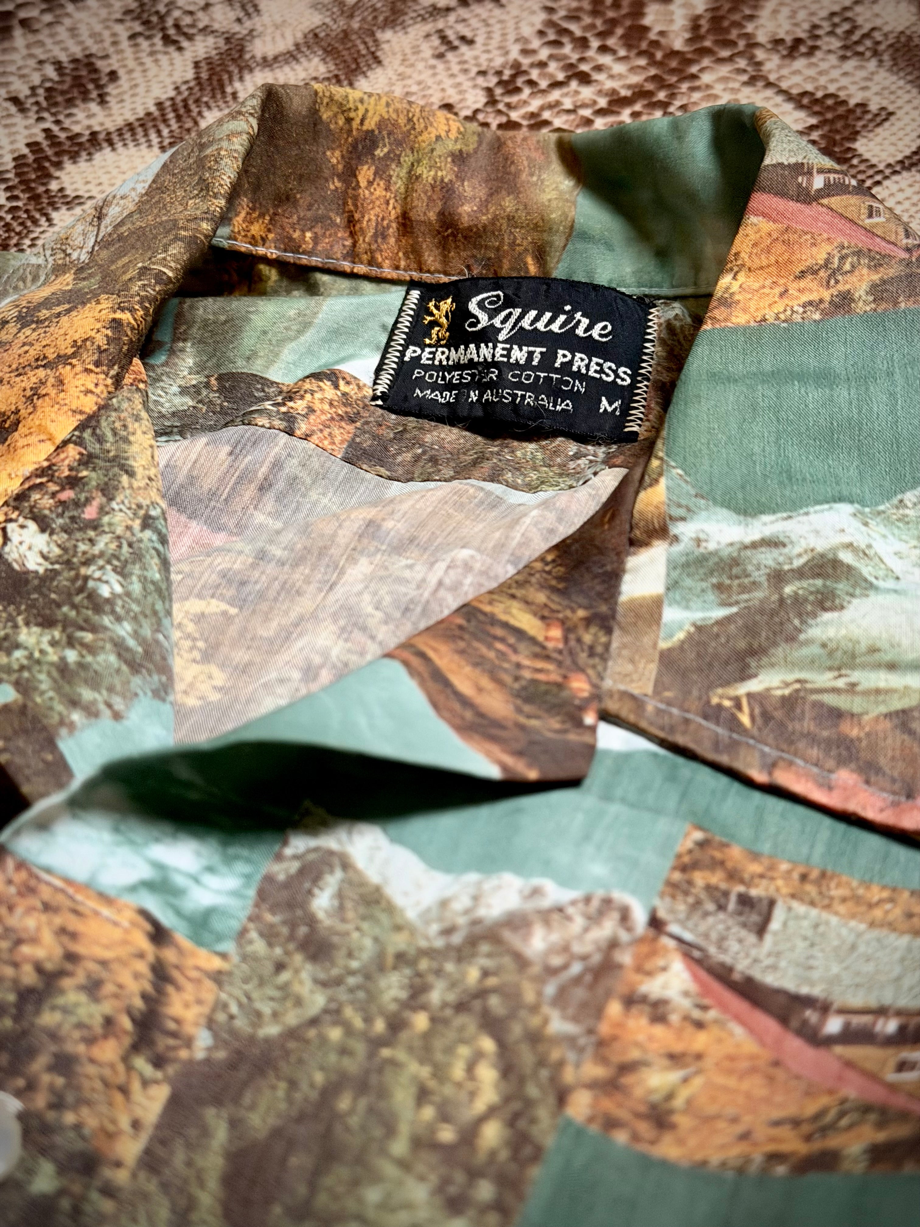 1960s–70s Vintage Australian-Made Scenic Landscape Shirt | Permanent Press