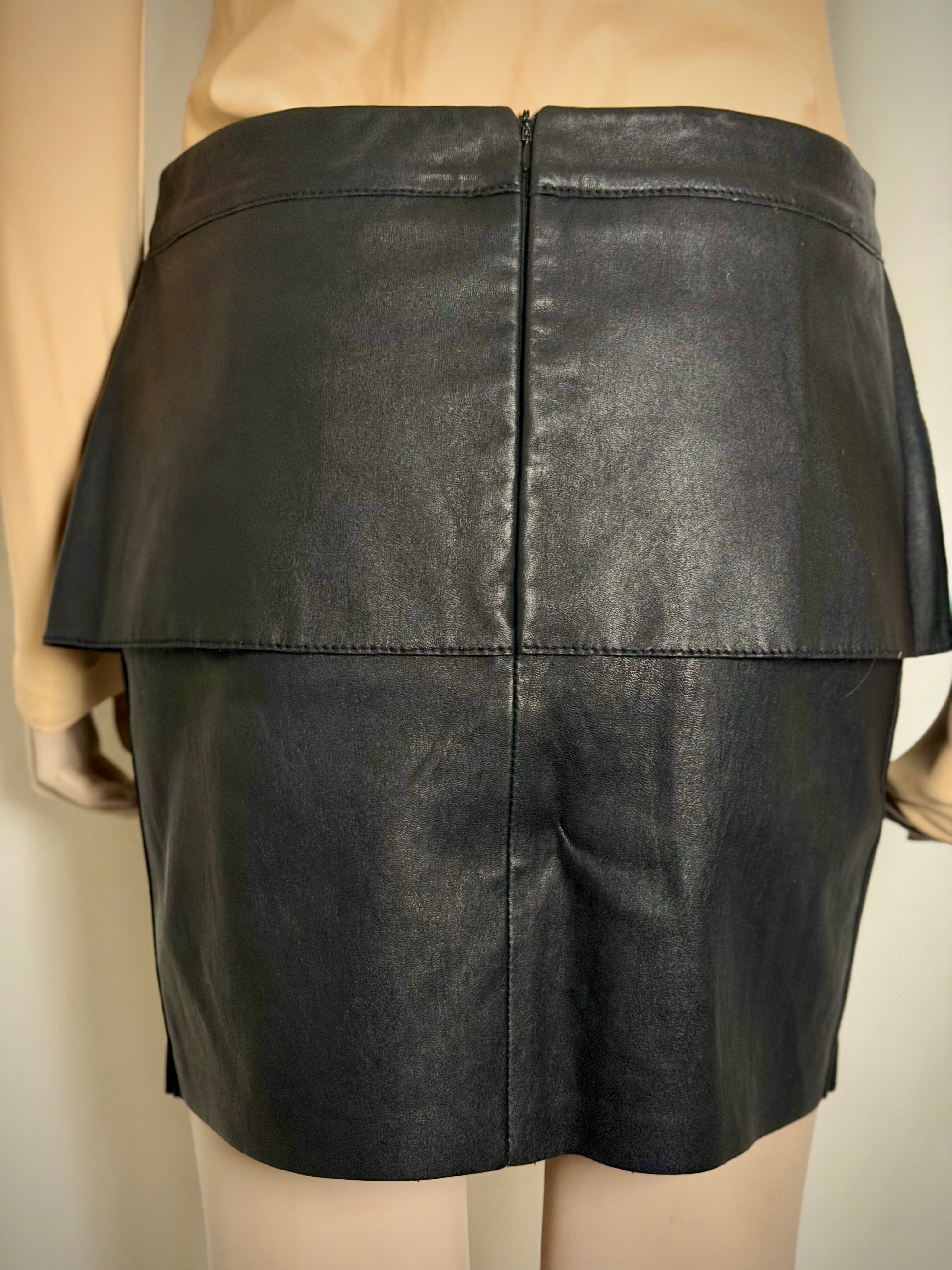 Costume National Black Goatskin and Lambskin Leather Mini Skirt