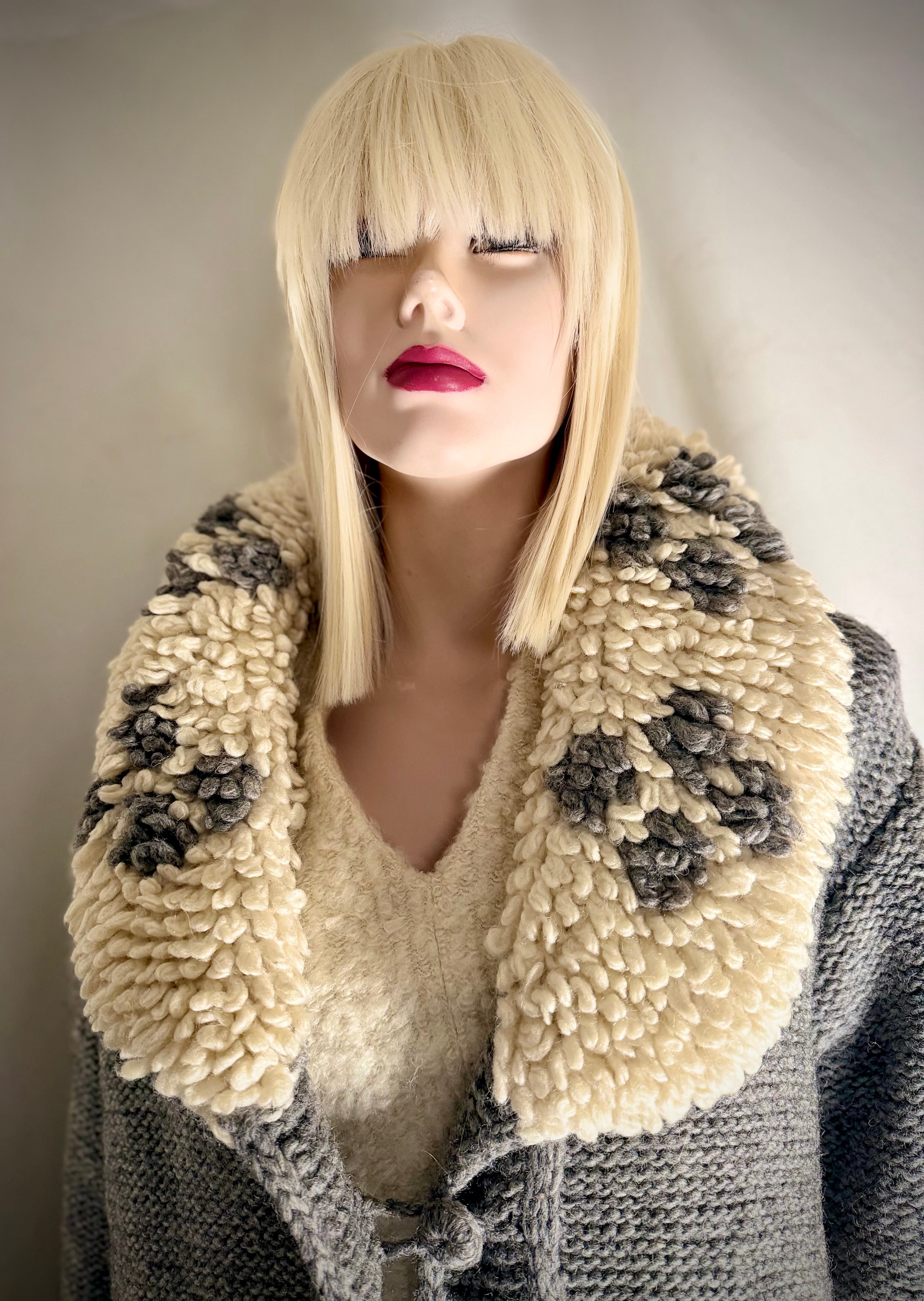 1970s Hand Knitted Nordic Wool Cardigan With Leather Belt
