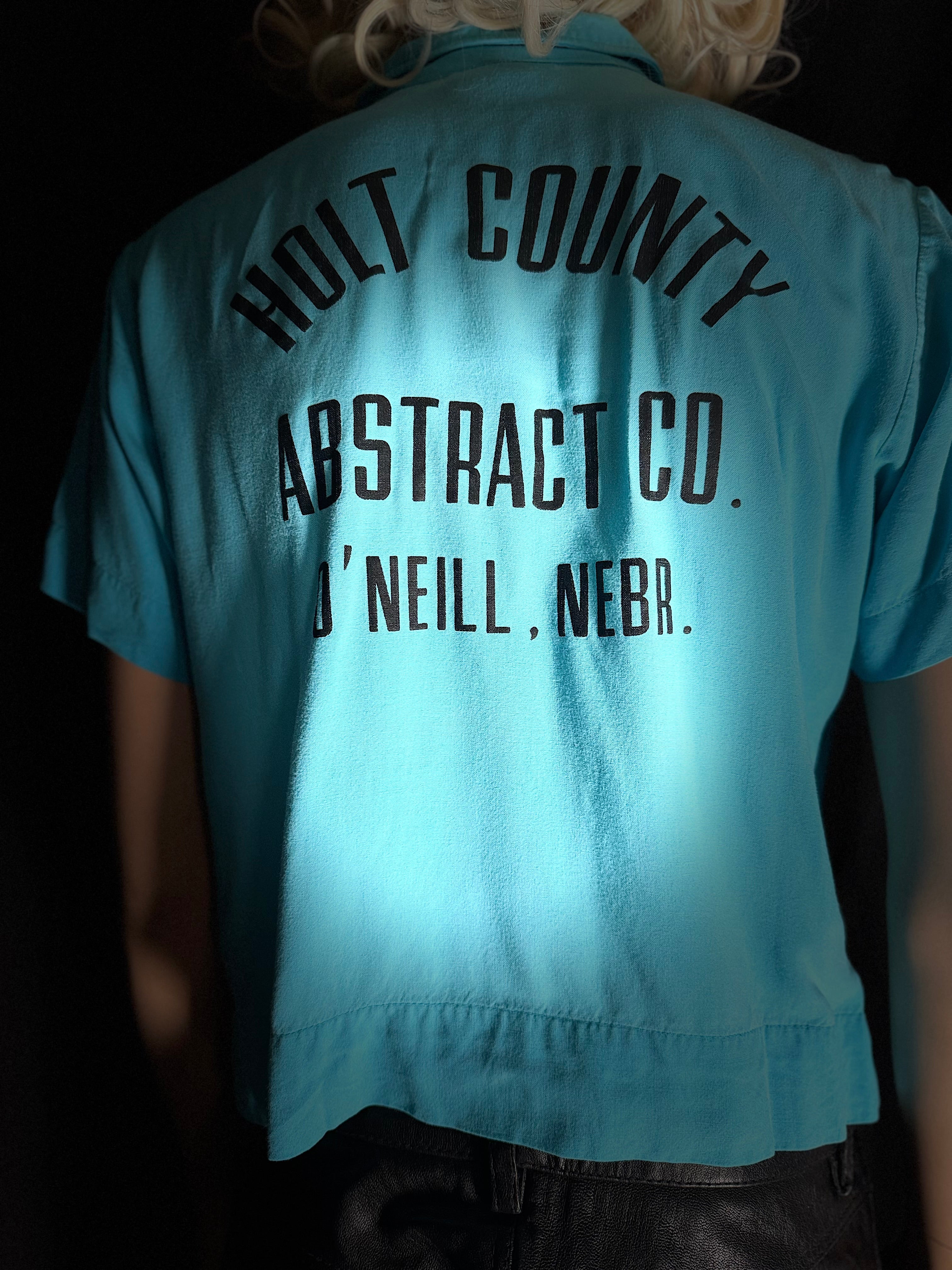 1960s “Val” King Louie Bowling
Shirt - Holt County Abstract
Co. (Nebraska)