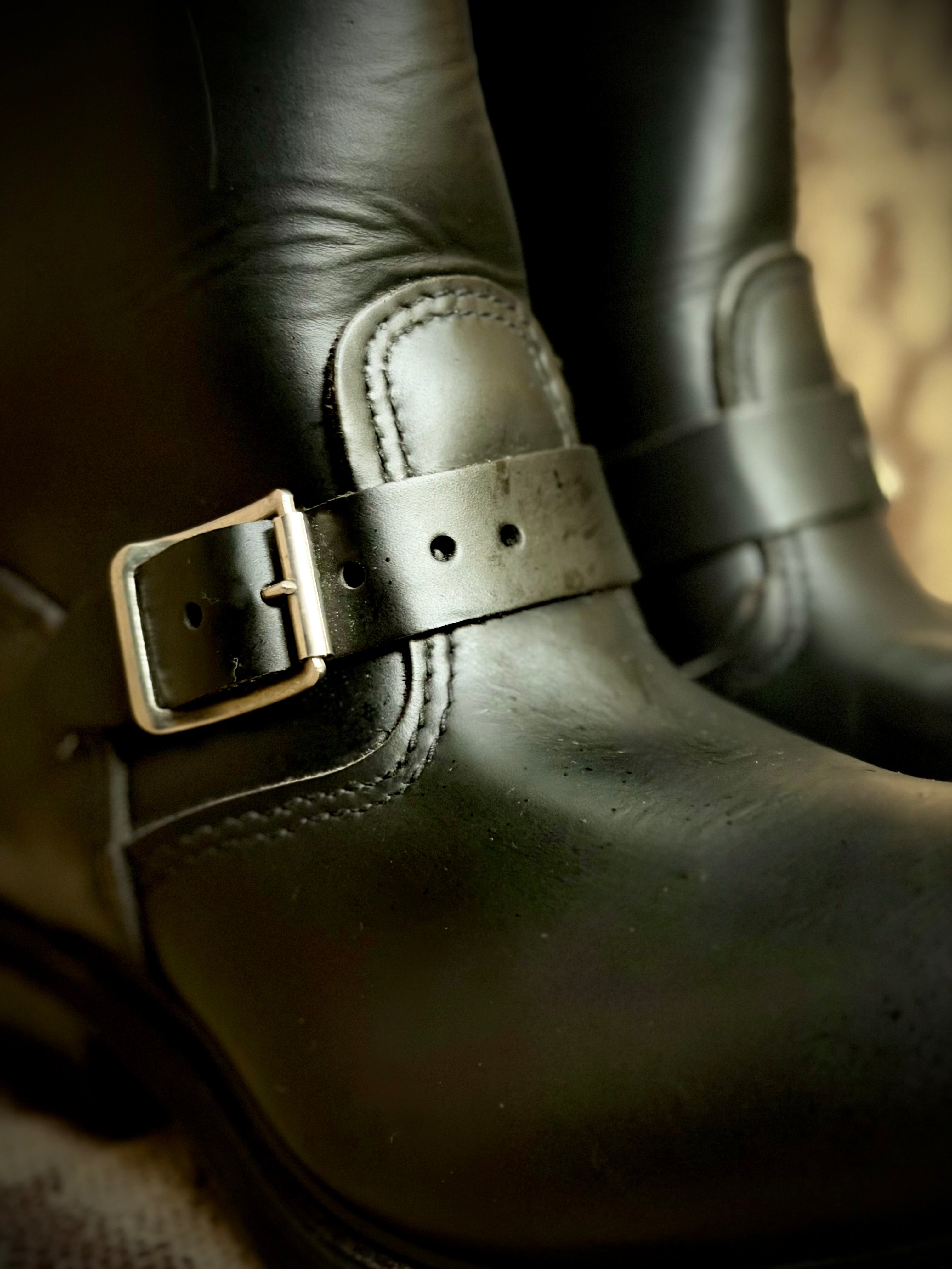 Deadstock 1970s Black Leather Engineer/Biker Boots- Unisex Size 42.5