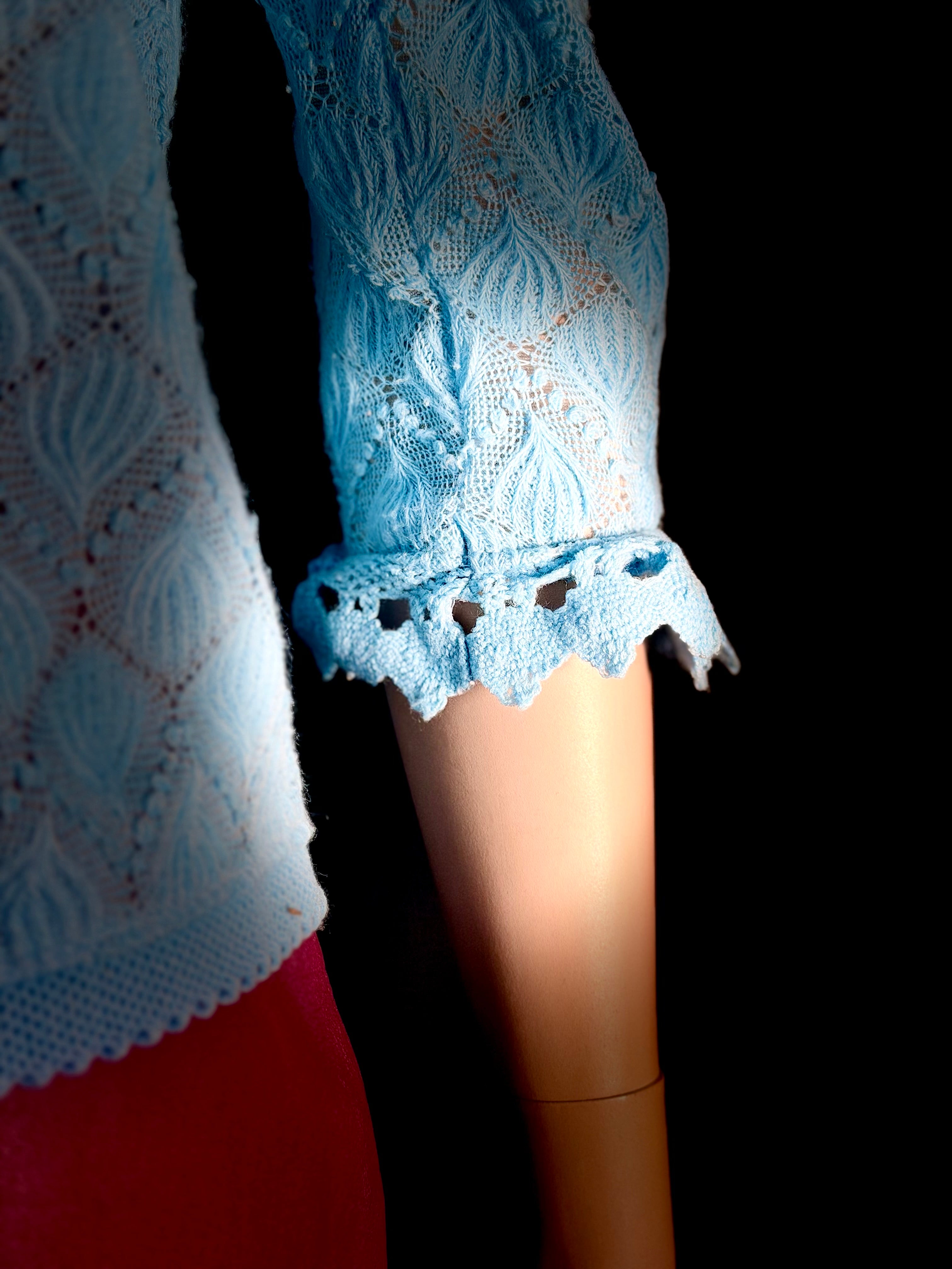 1960s Powder-Blue Textured Knit Cardigan - Mint Condition