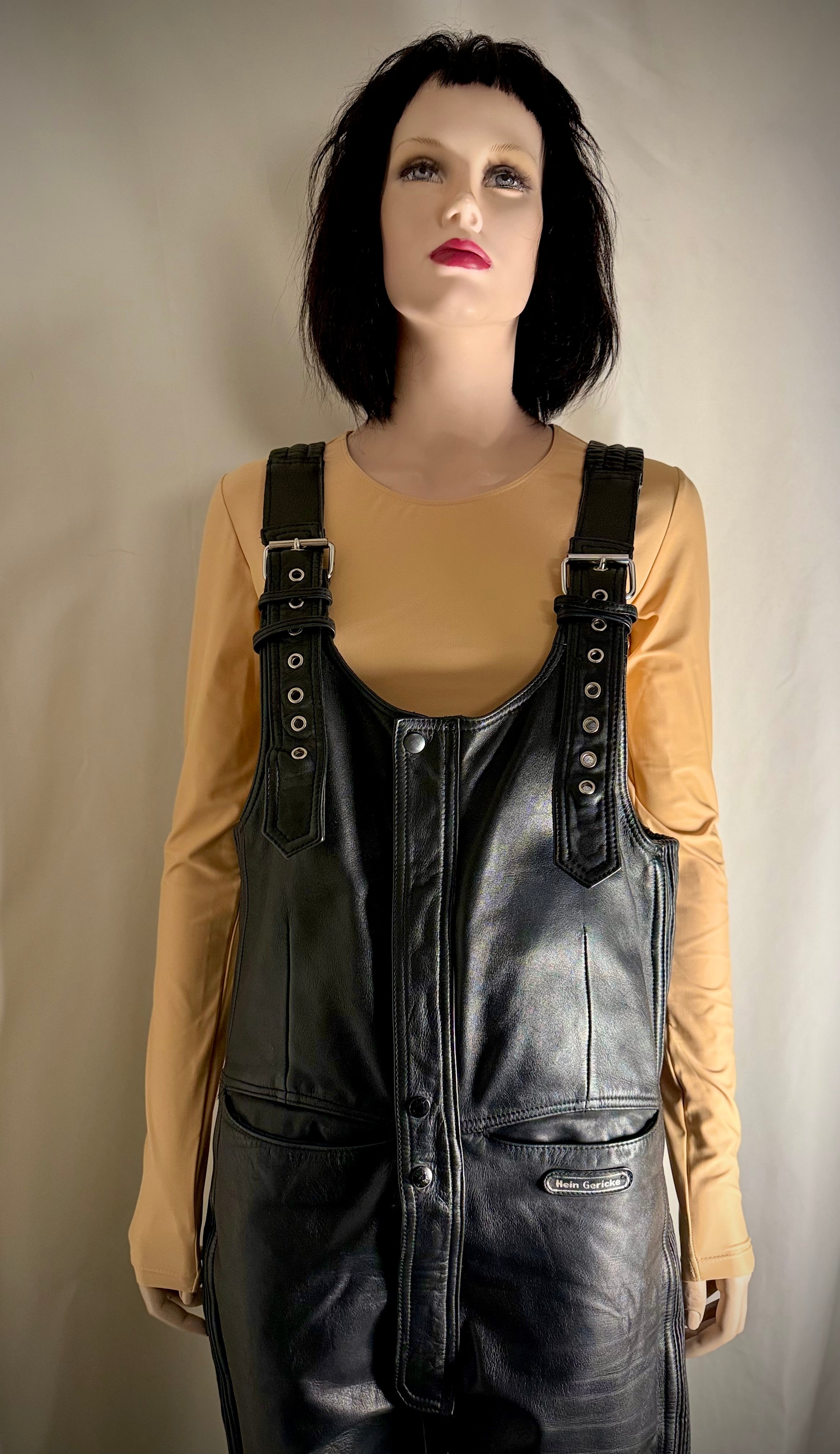 Hein Gericke Black Leather Motorcycle Overalls