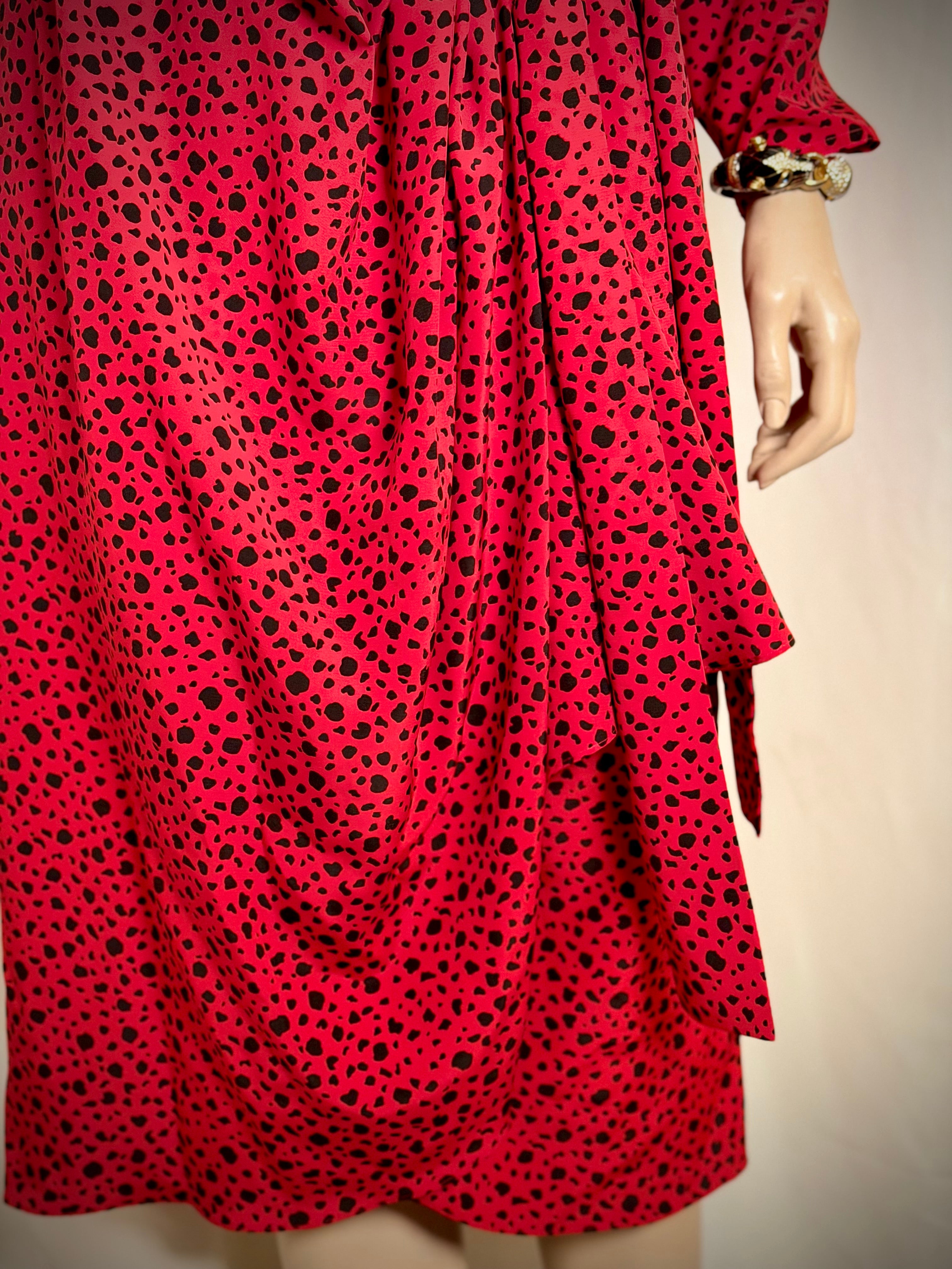 1980s New York Leopard Spot Wrap Dress