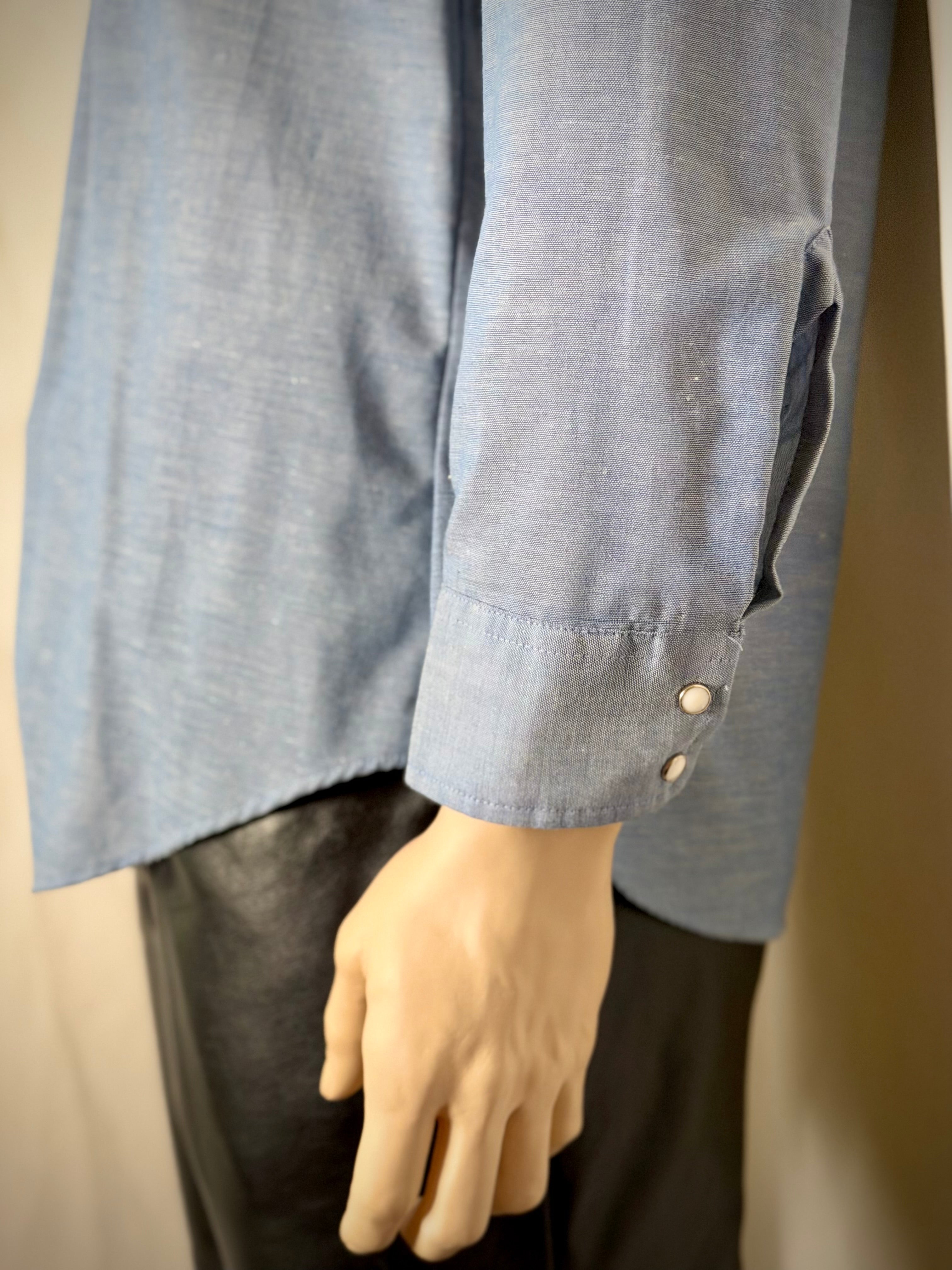 Deadstock 1970s Levi’s Western Chambray Shirt-Plaid Yoke, Large