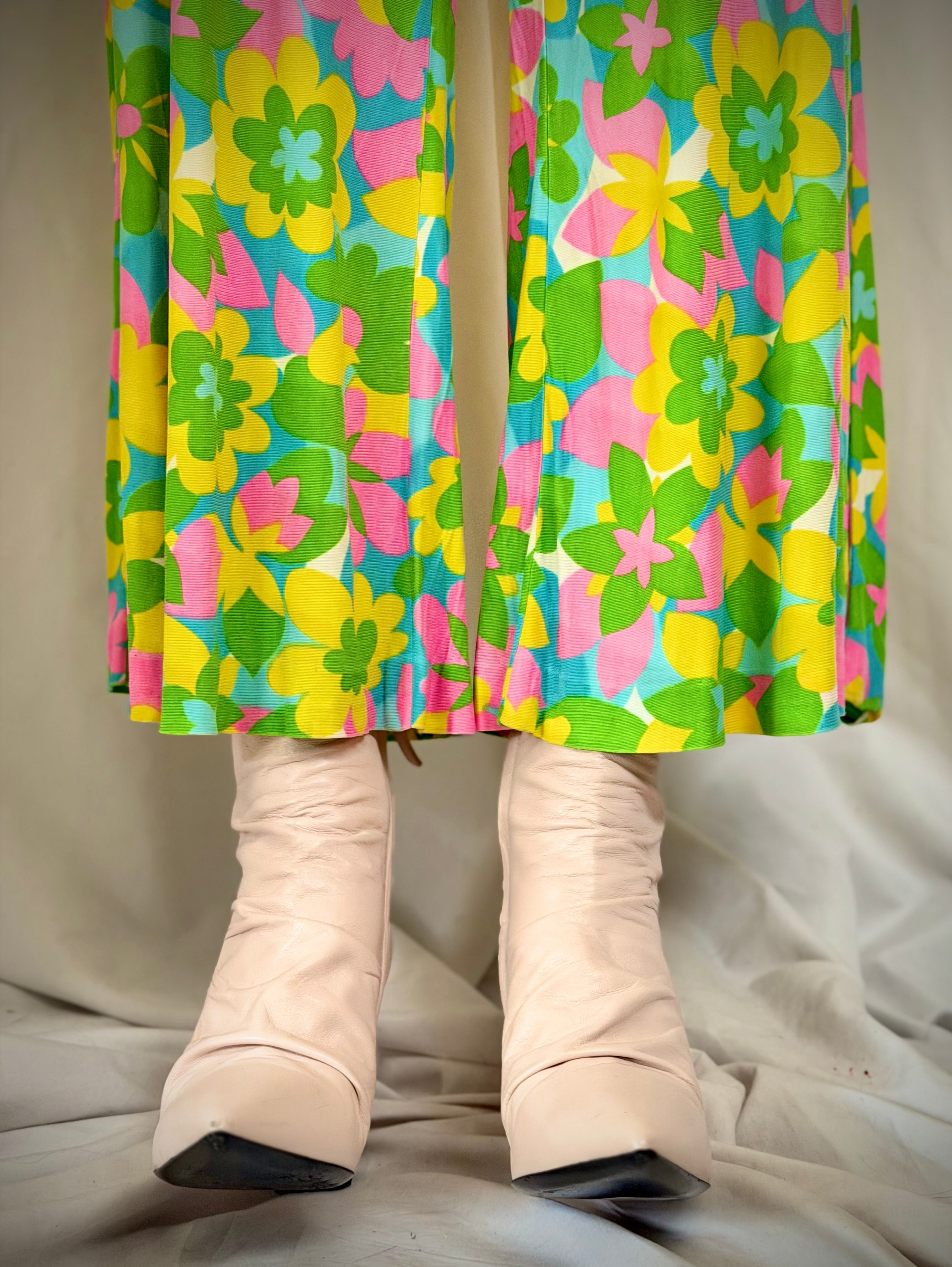 Late 1960s Floral Zip Front Jumpsuit