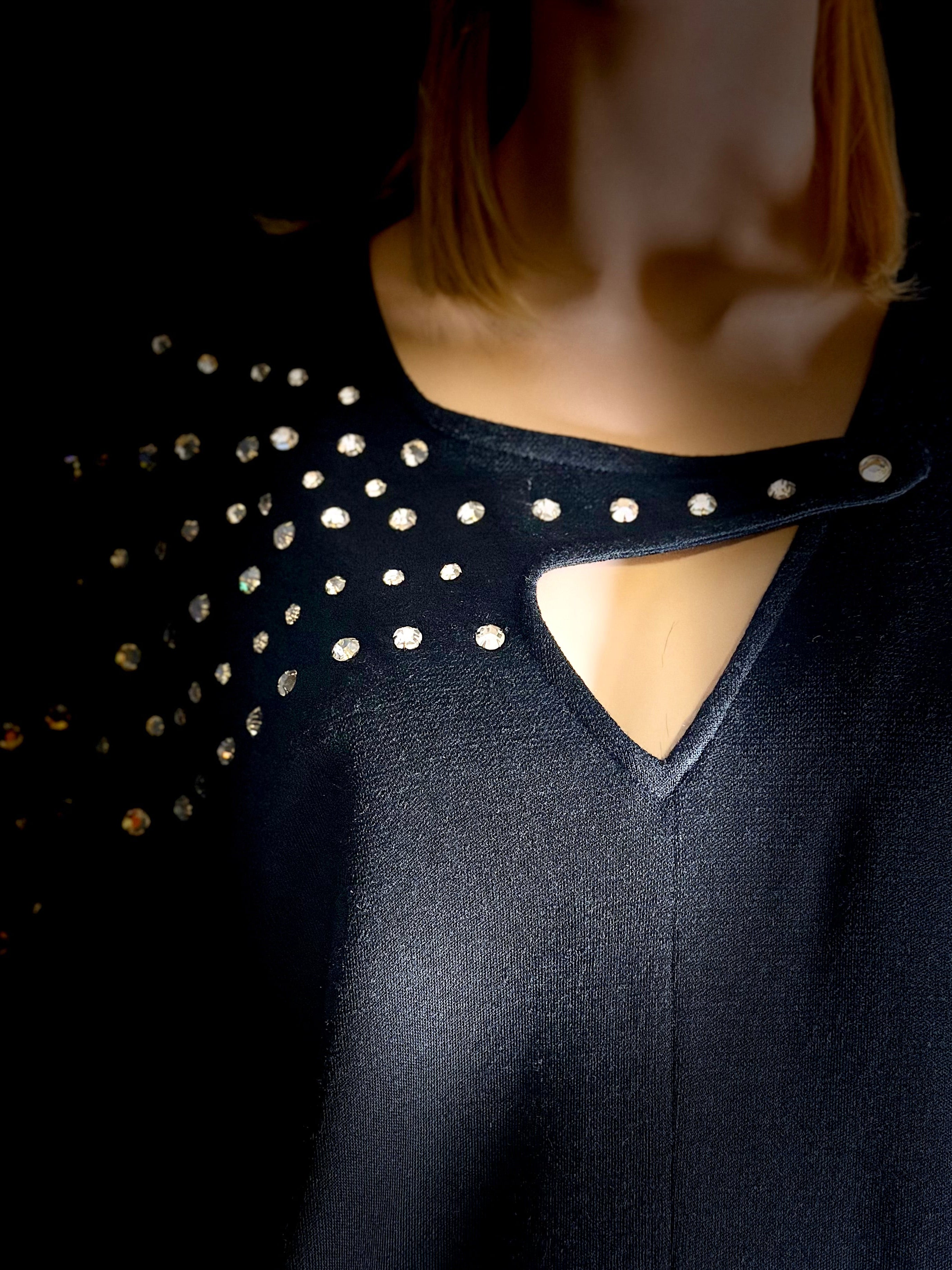 Asymmetric Rhinestone Shoulder Top | Mini - 80s