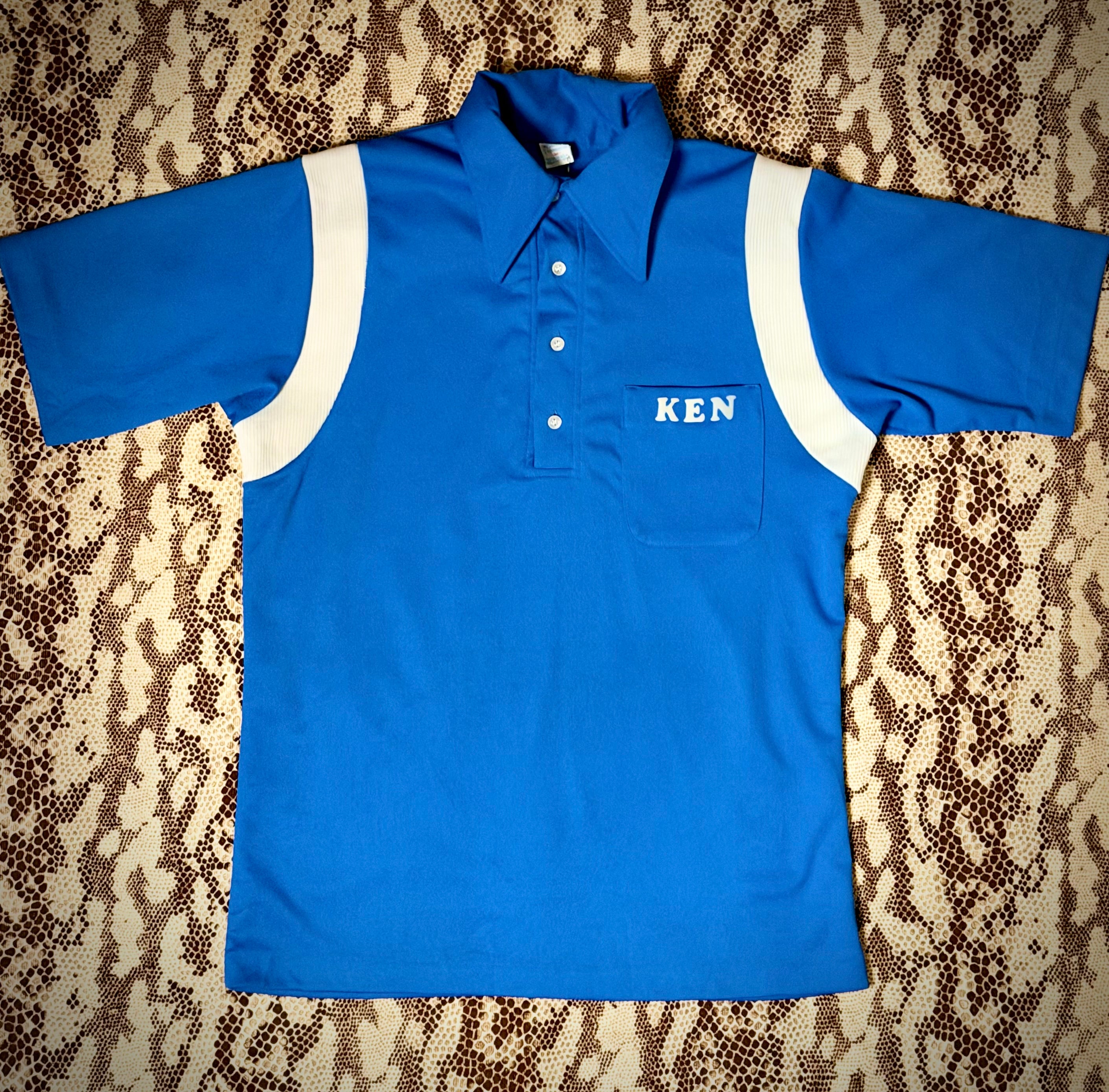 Vintage Early 90s Graphic Workwear Polo - Cobalt Blue Branded Shirt