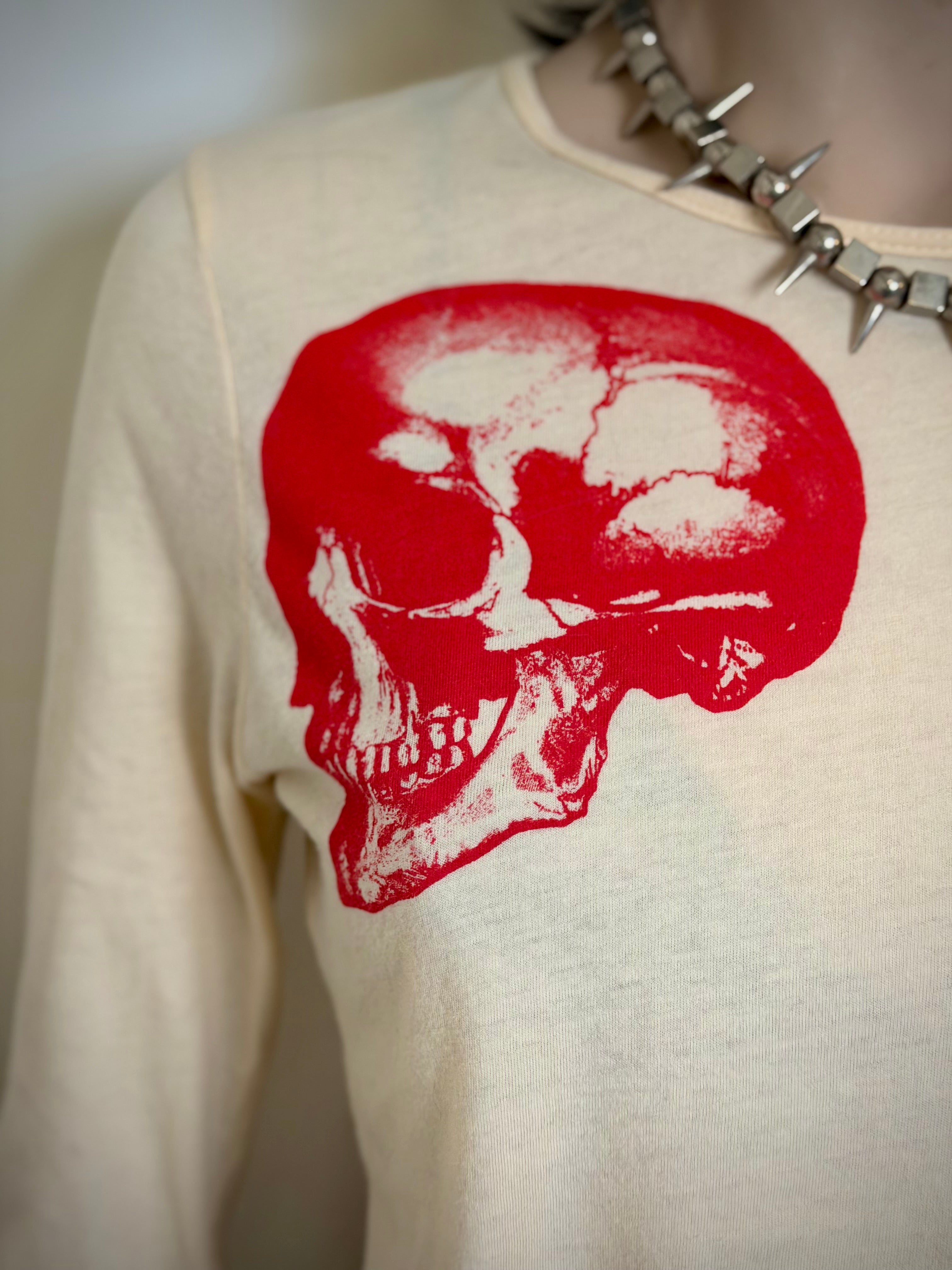 Vintage Libertine Pink Skull Print Long Sleeve Top