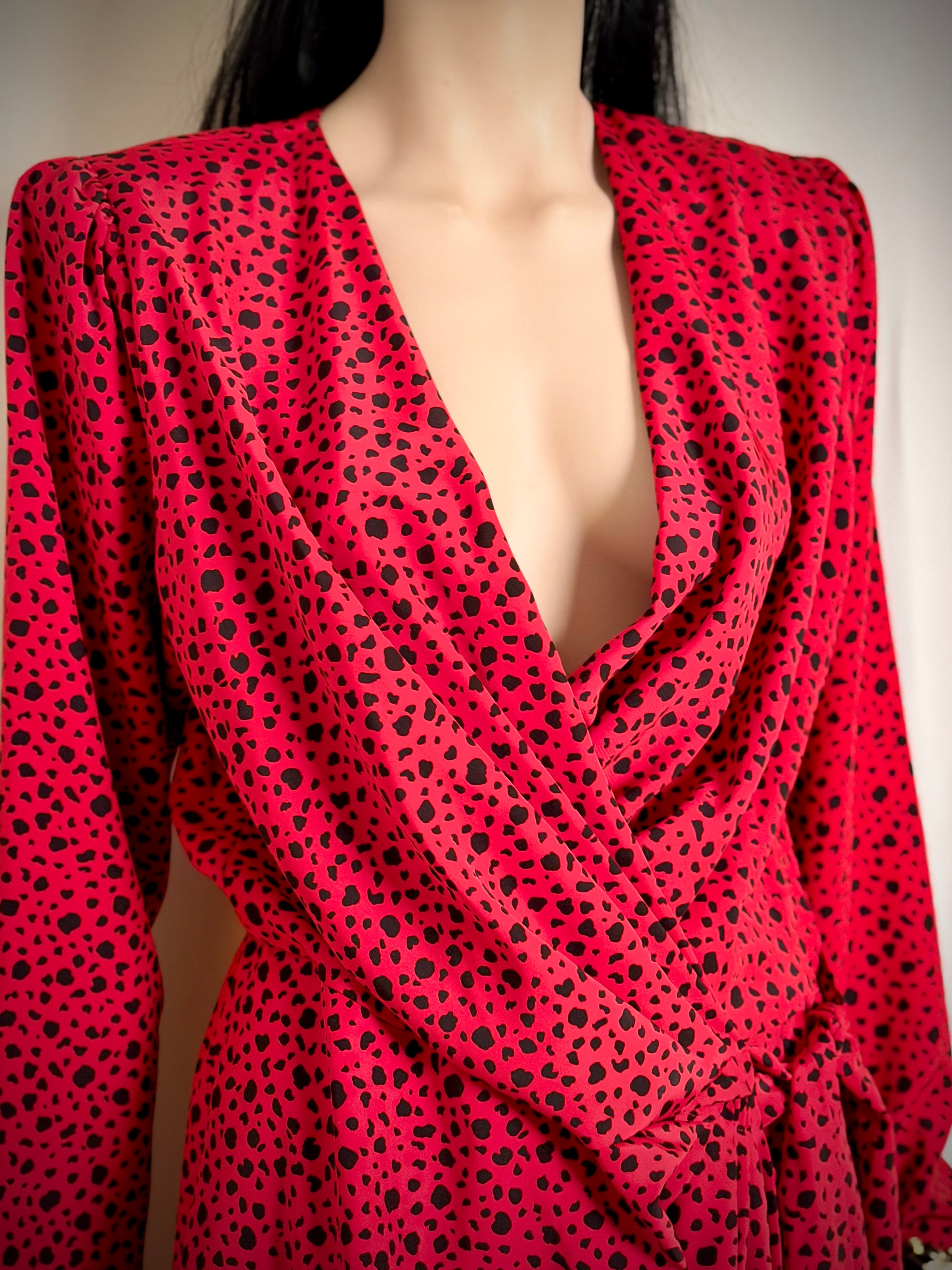 1980s New York Leopard Spot Wrap Dress