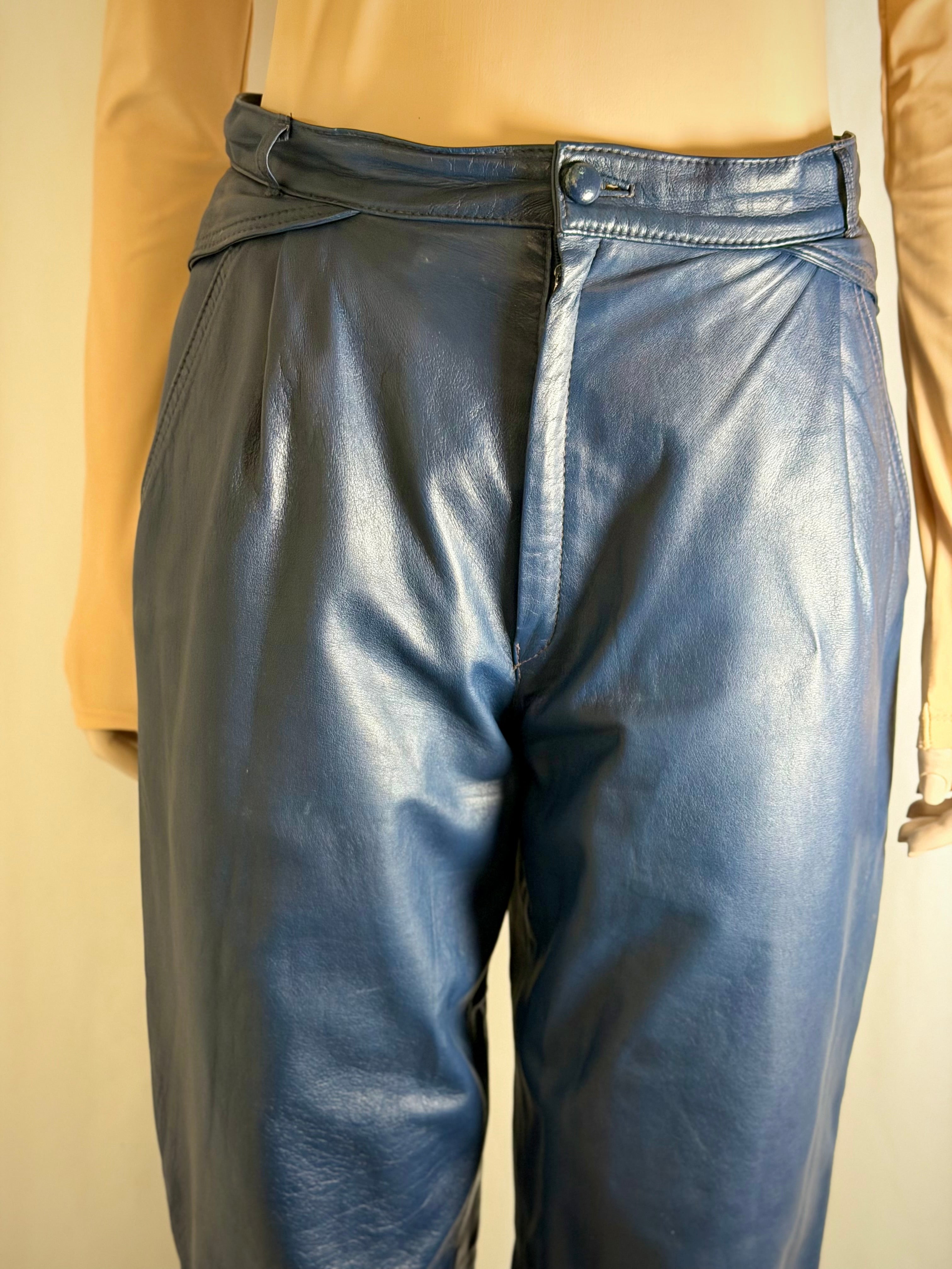 Vintage Butter-Soft Navy Leather Pants