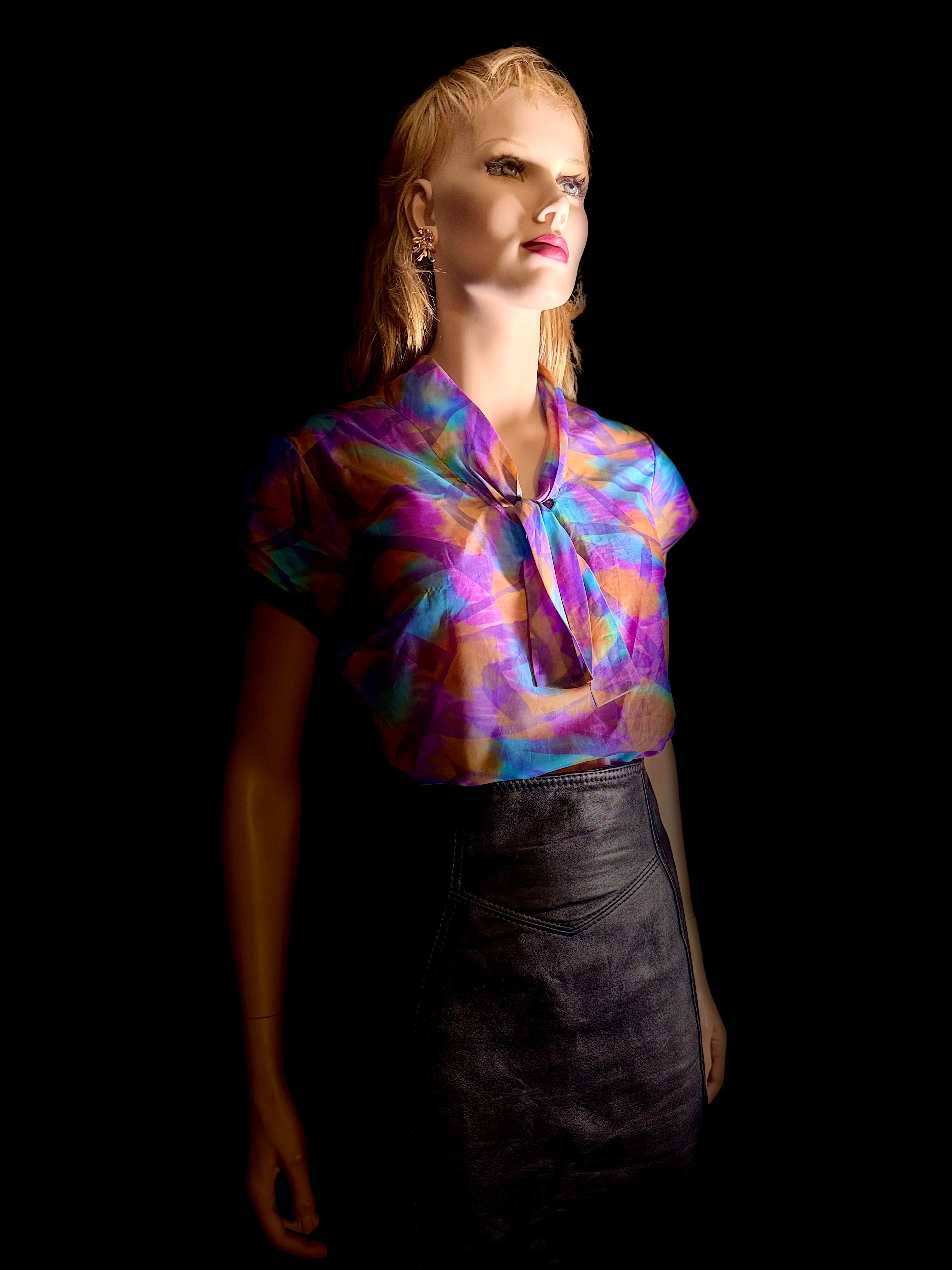 1960s Semi-Sheer Watercolour Blouse (Mint Condition)