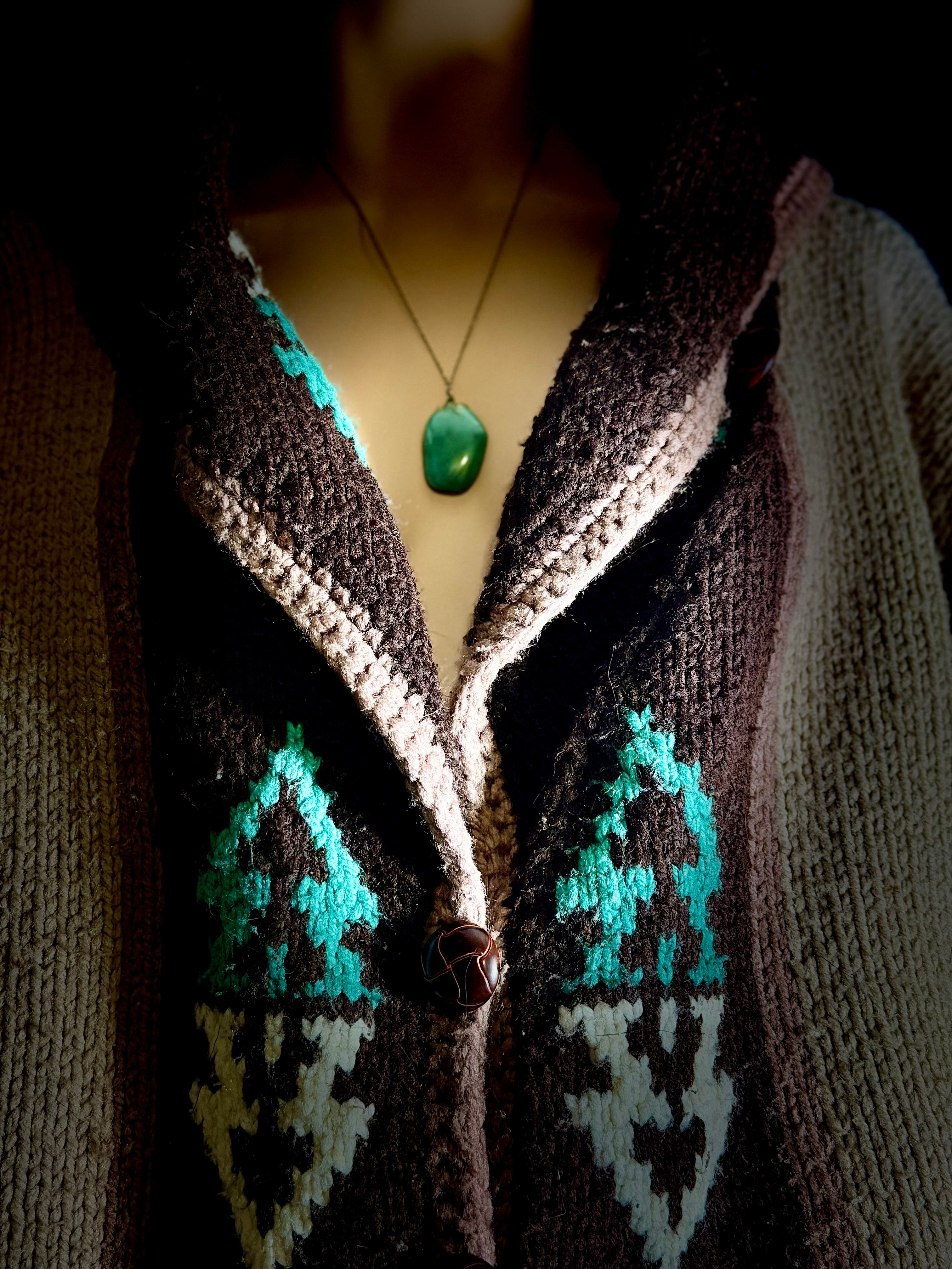 Authentic Vintage Cowichan Cardigan - Hand-Knit Wool