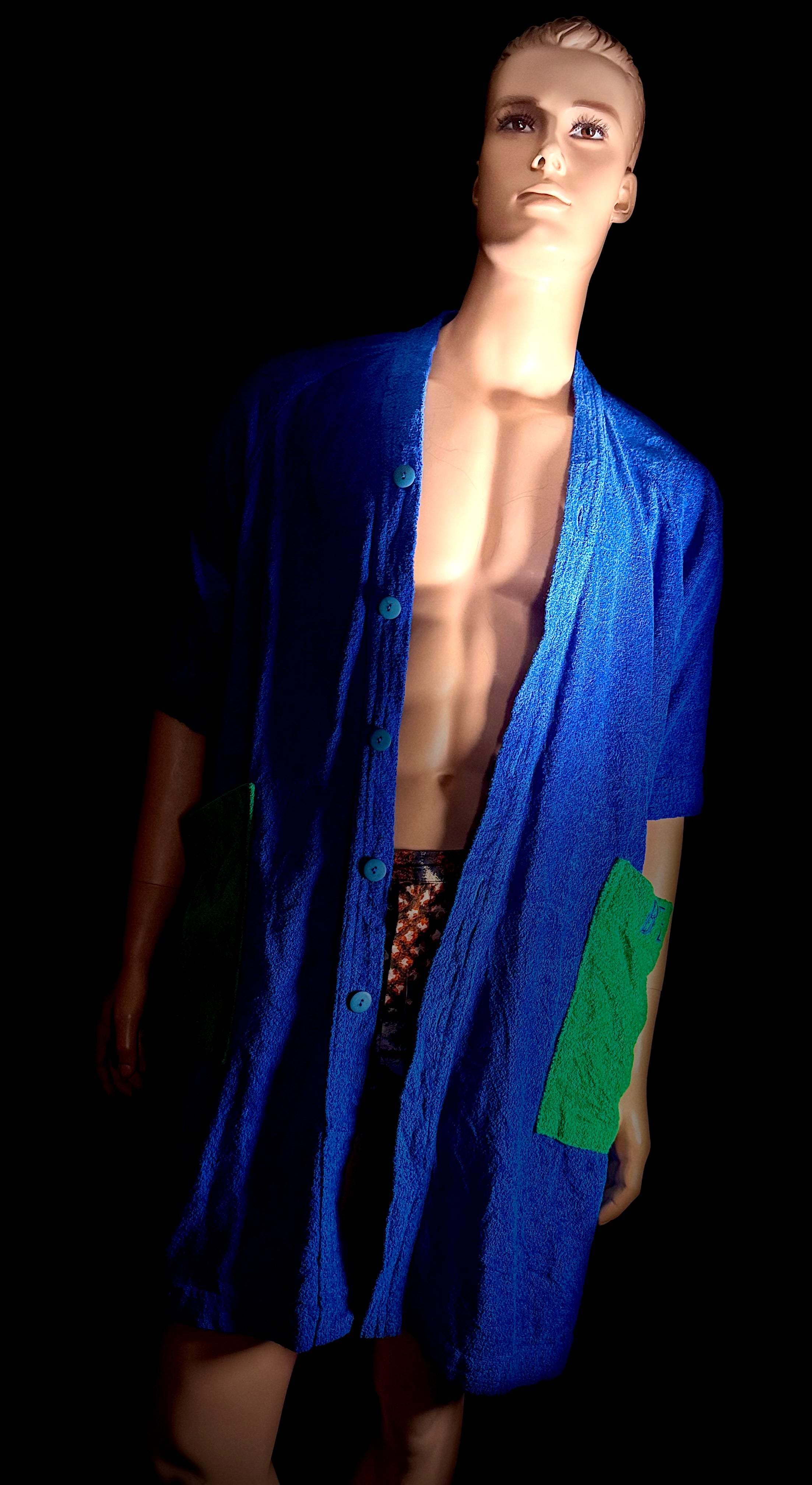 Deadstock 90s United Colors of Benetton Terry Robe | Blue and Green (Styled in Italy)