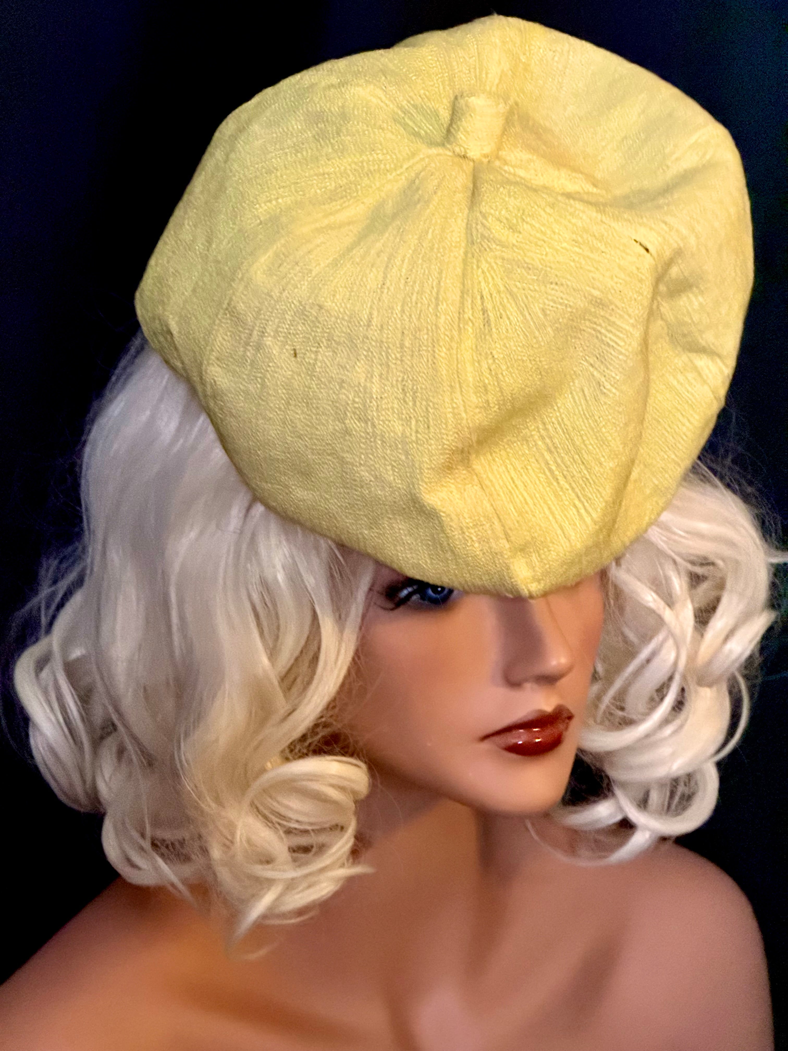 Mid-Century Sculptural Hat - Structured Papier-Mâché Form in Textured Silk-Like Fabric