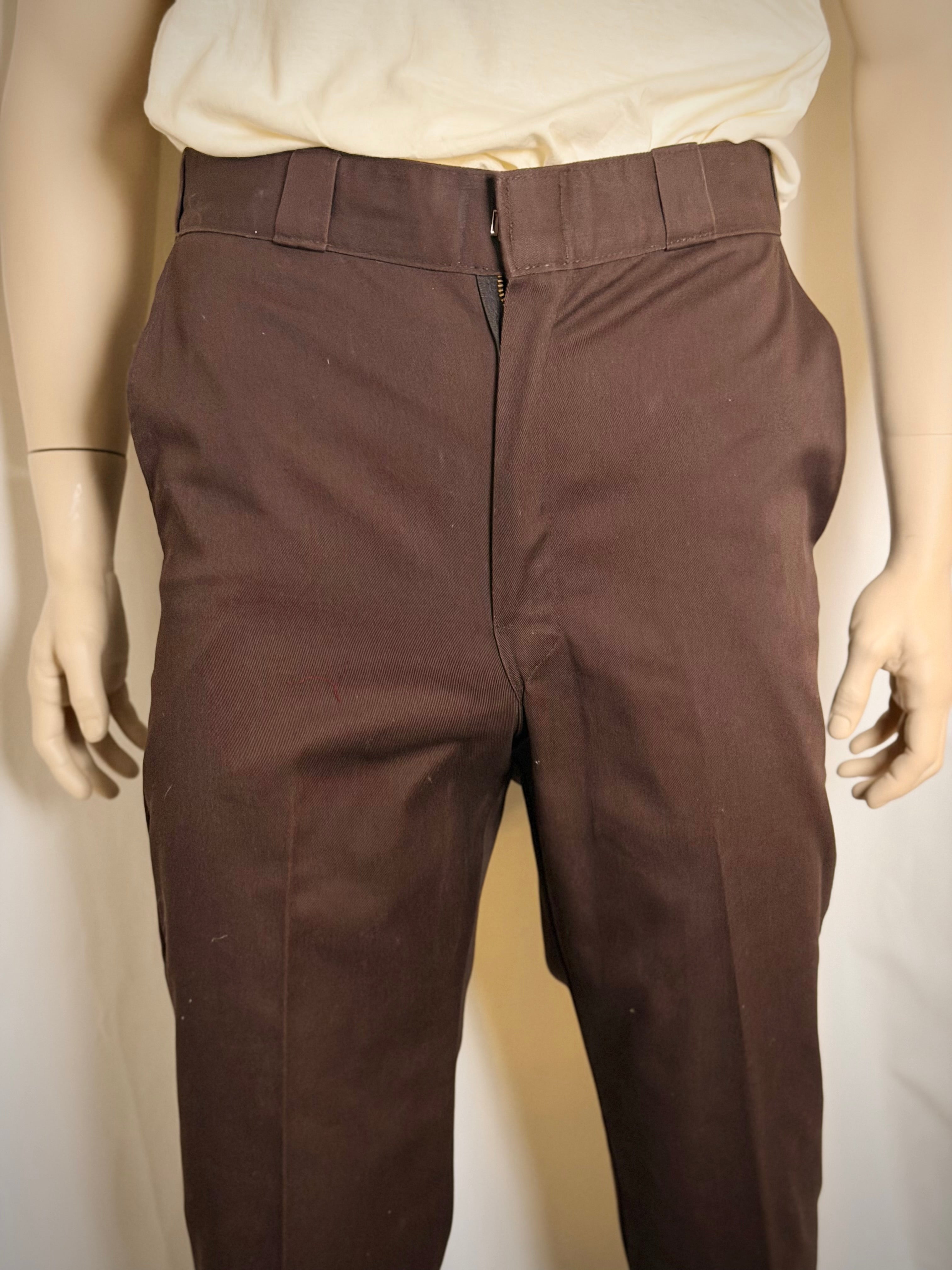 Deadstock 1960s Dickies Cropped Brown Trousers - Straight Leg