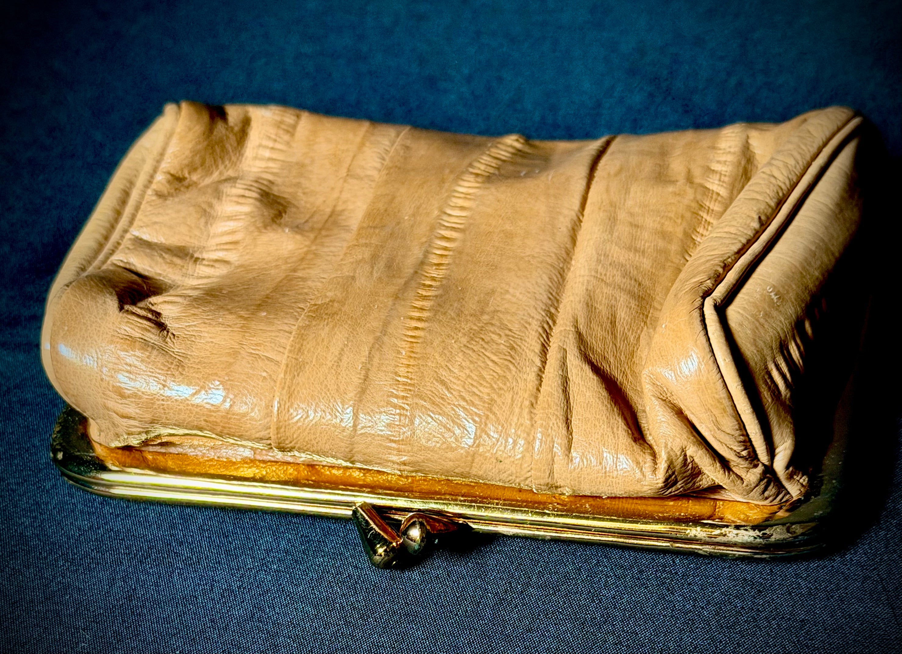 Vintage Eel Skin Clutch with Original Mirror - Immaculate Condition