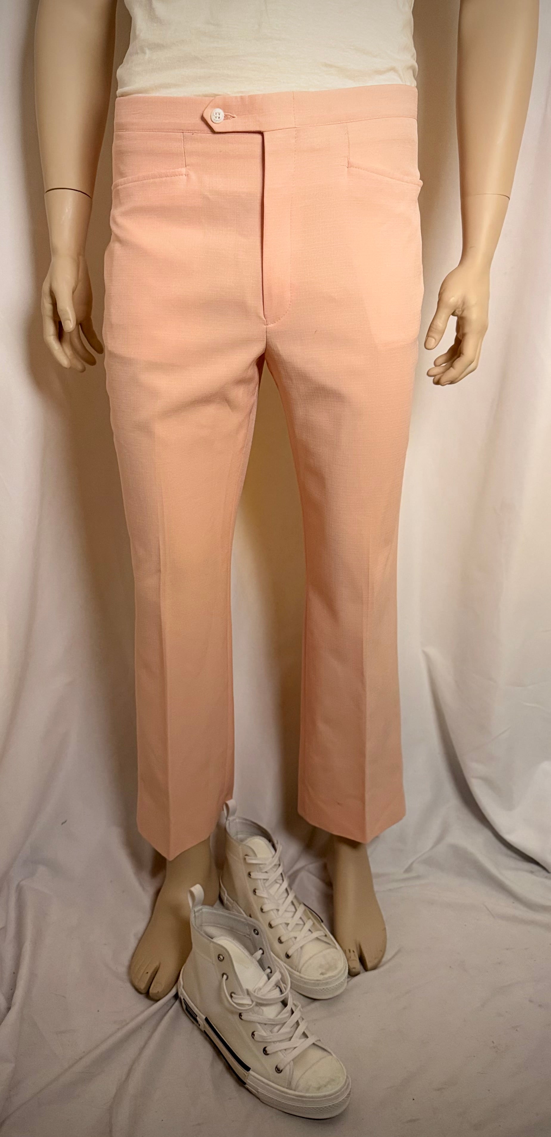 Late 1960s Apricot Tailored Trousers - High Rise | Cropped Length