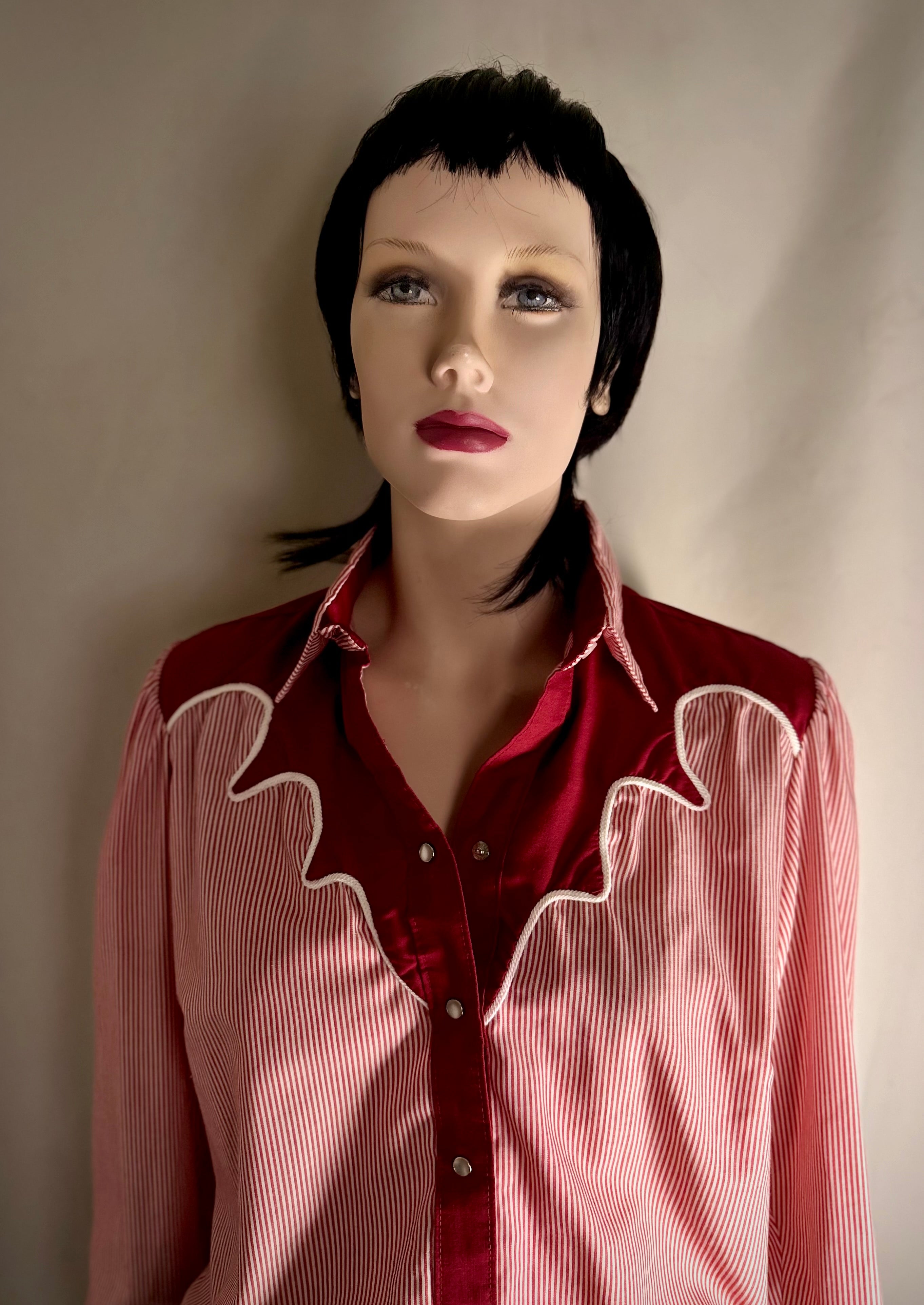 1970's-1980's Deadstock Candy Stripe Rockmount
Ranch Wear Shirt- Made in USA.