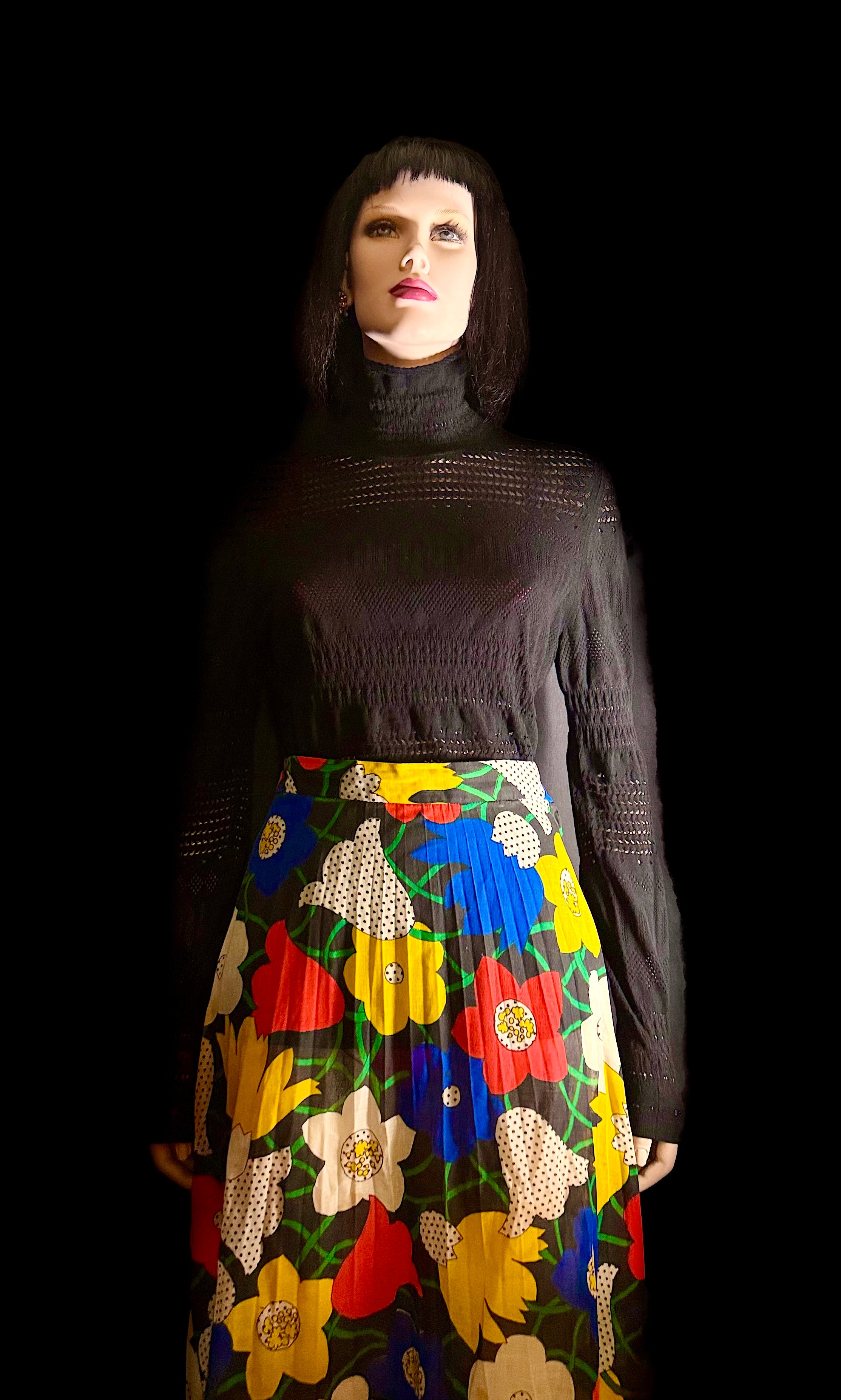 1960s Semi-Sheer Cotton Floral Maxi Skirt