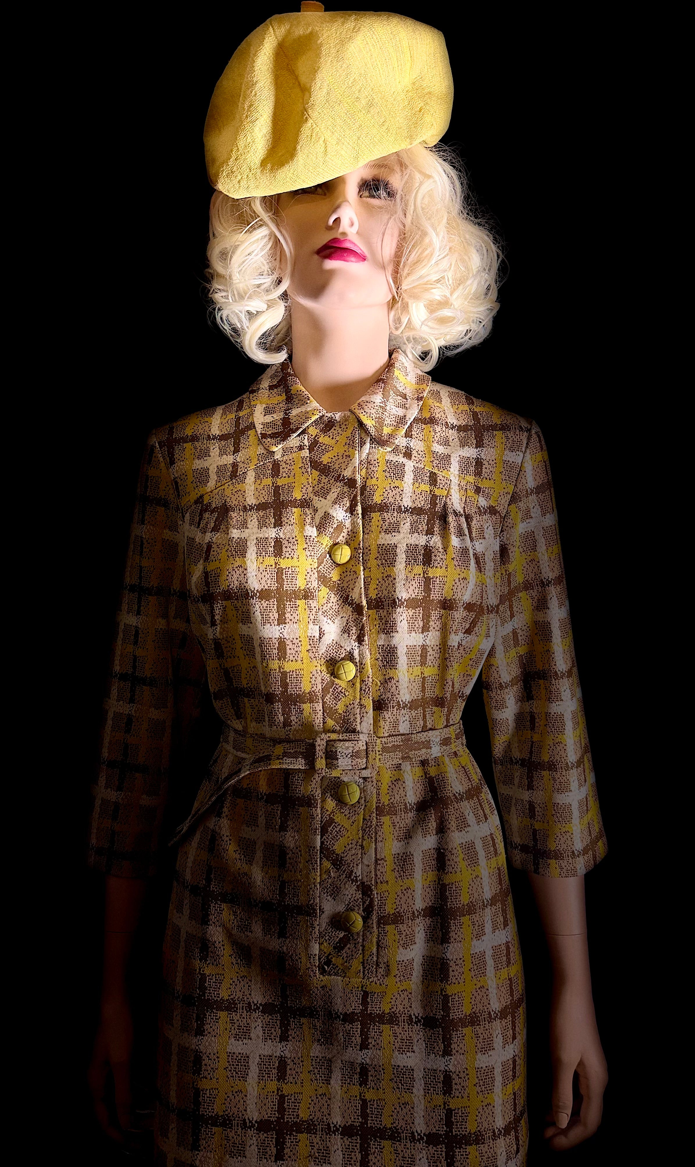 Vintage Button-Through Check Dress