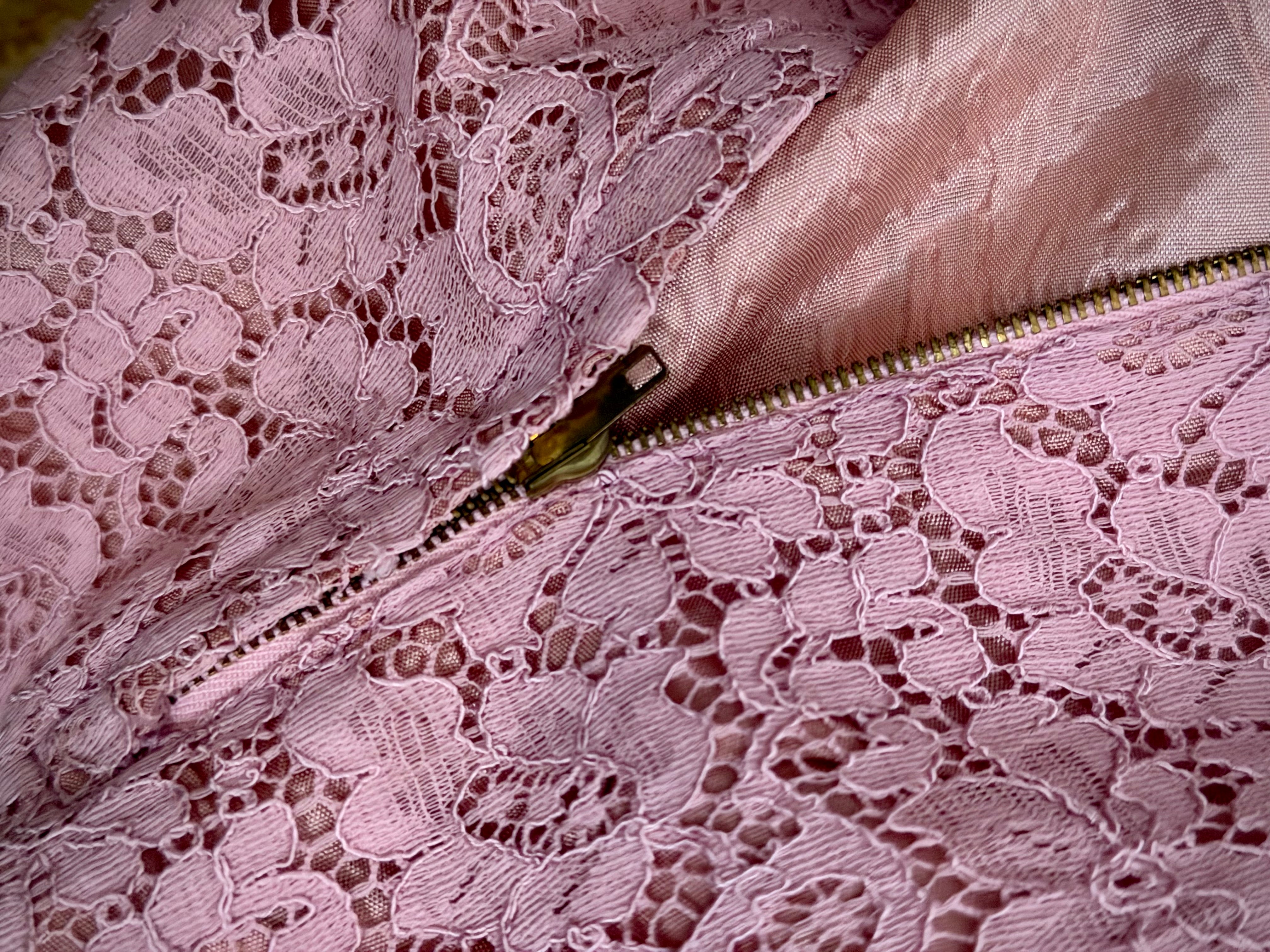 1950s Pink Lace Cocktail Dress with Satin Rosette Belt