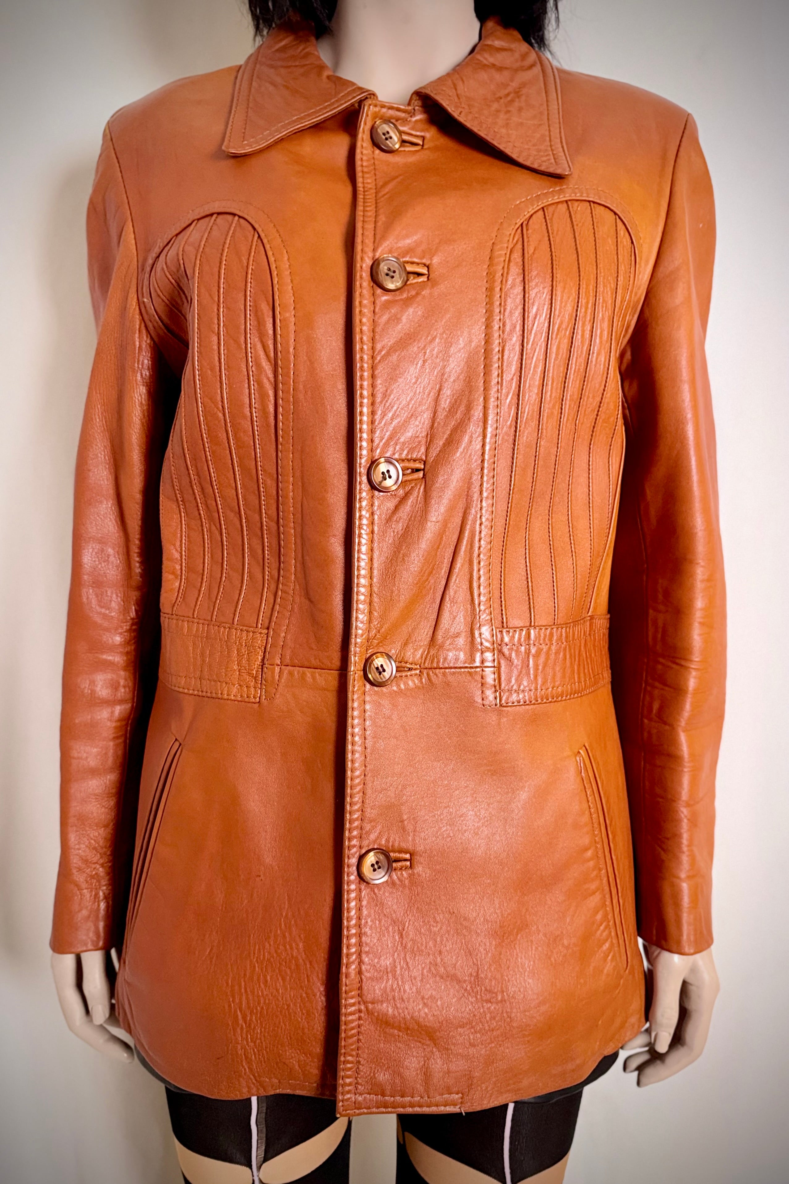 Late 1960s-Early 1970s Cognac Leather Jacket by John Palermo