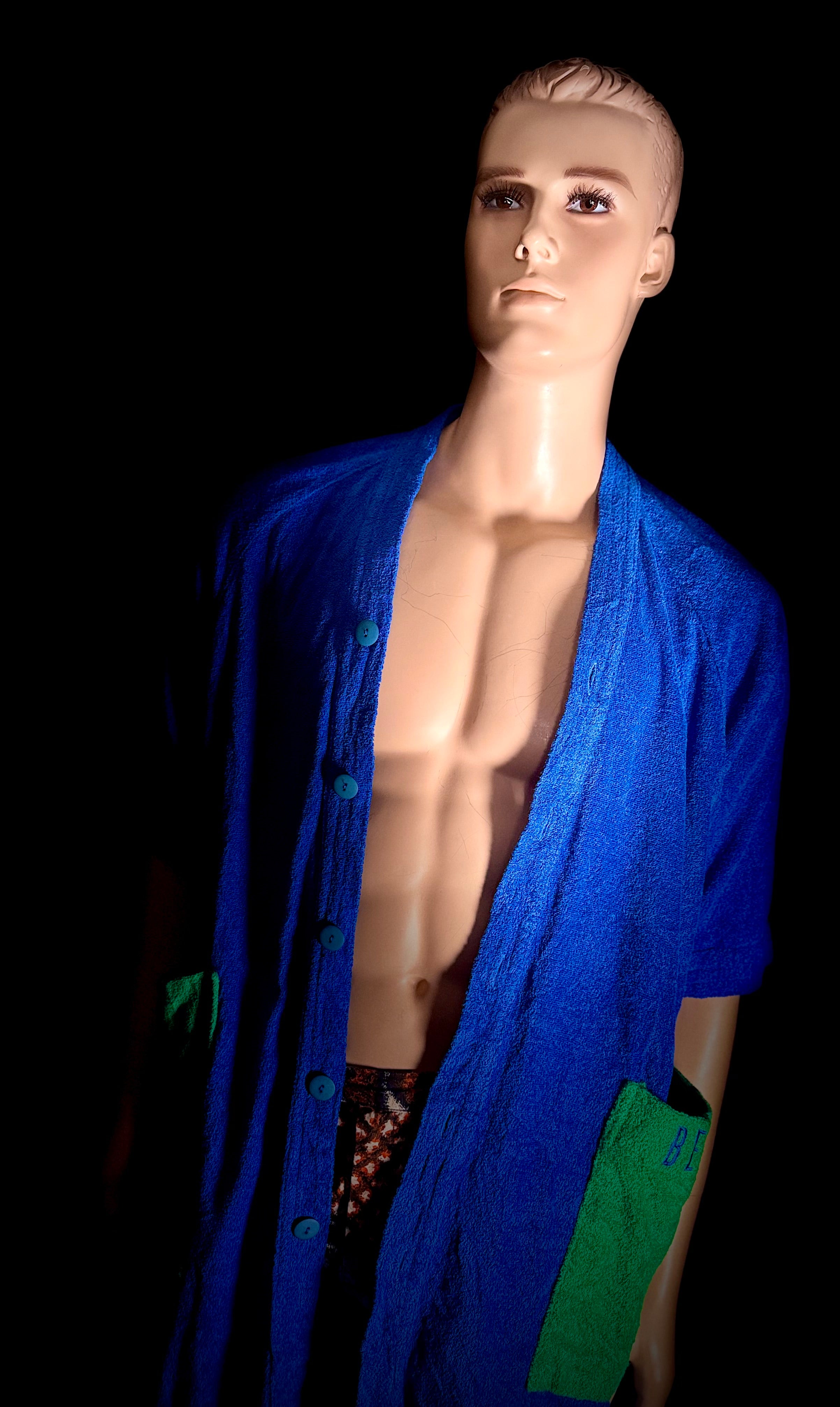 Deadstock 90s United Colors of Benetton Terry Robe | Blue and Green (Styled in Italy)