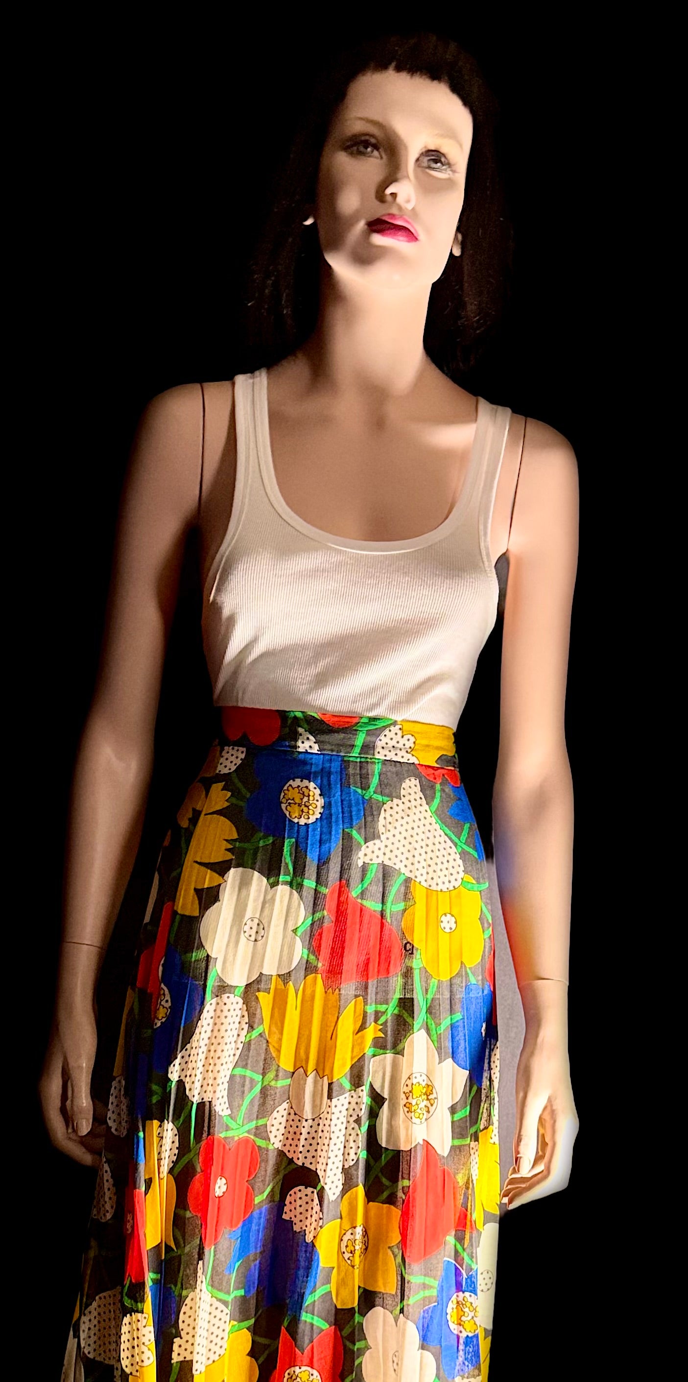 1960s Semi-Sheer Cotton Floral Maxi Skirt