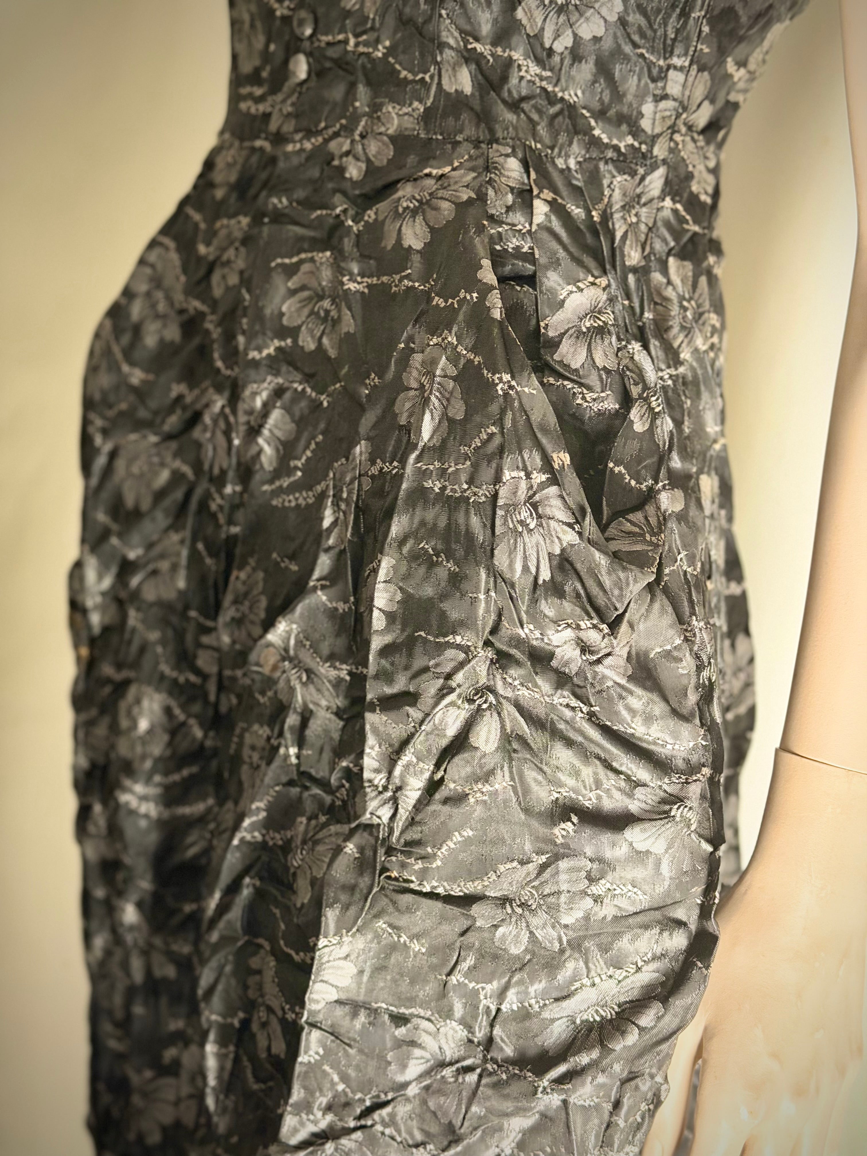 Late 1940s–Early 1950s Sculptural Floral Cocktail Dress