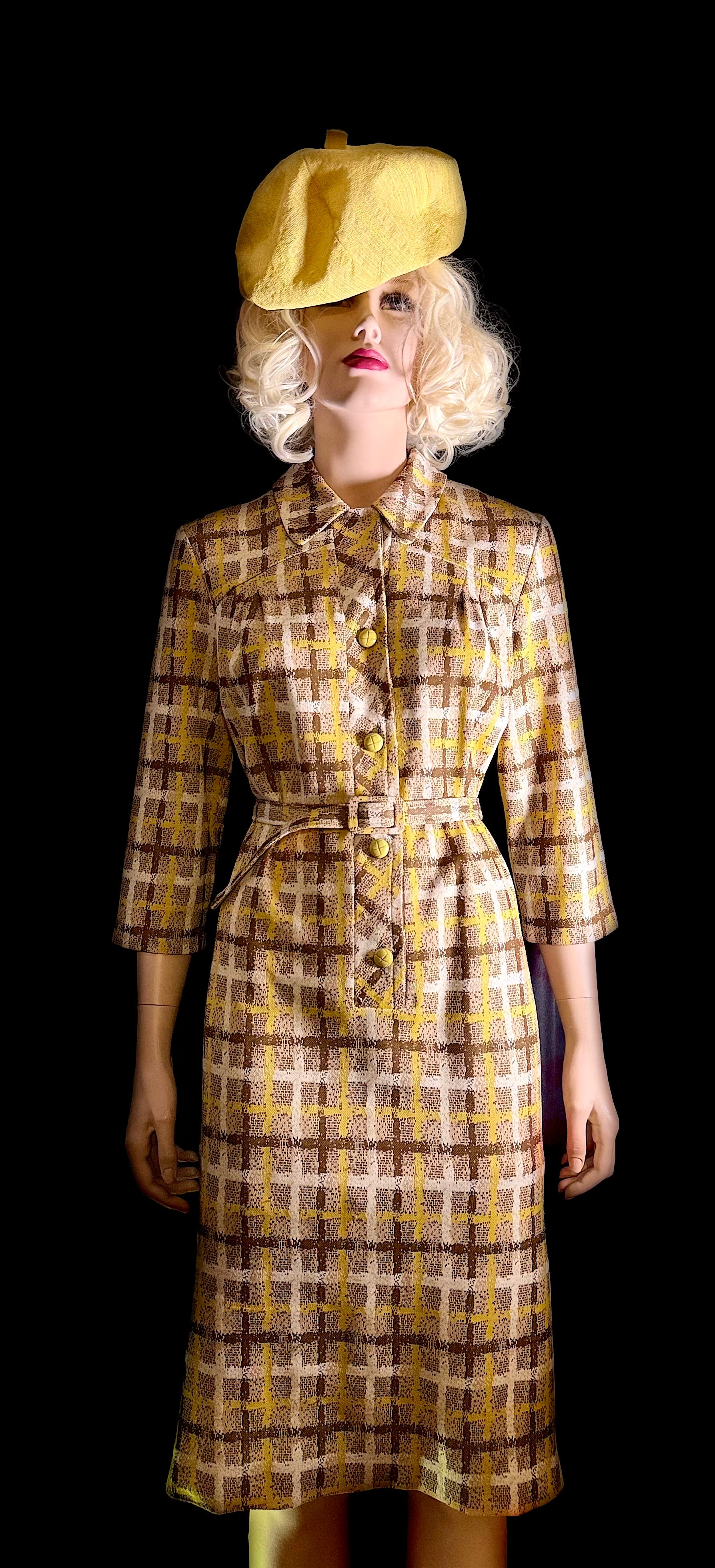 Vintage Button-Through Check Dress