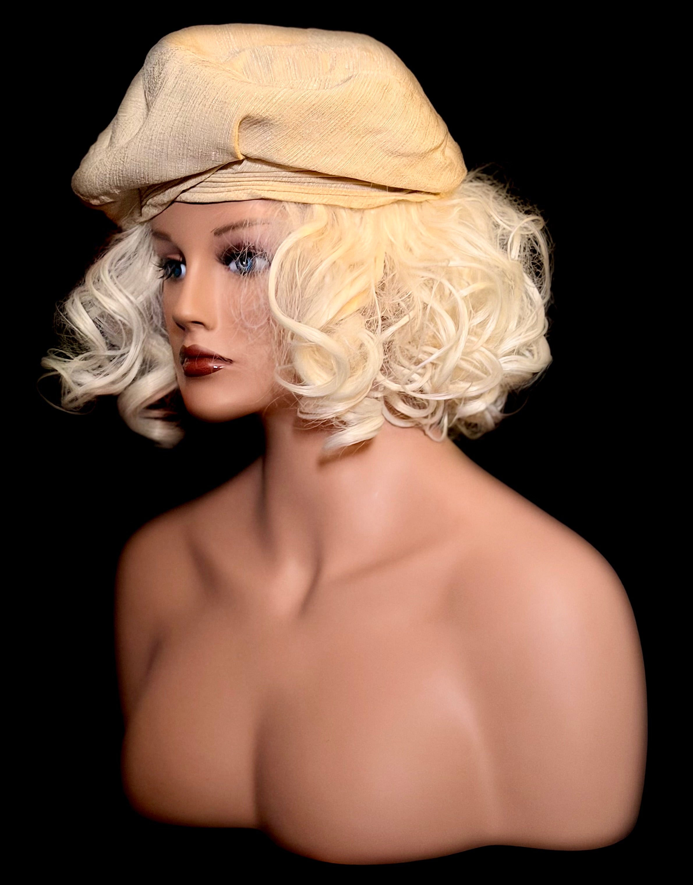 Twist Turban Beret - 1950s Champagne Cream